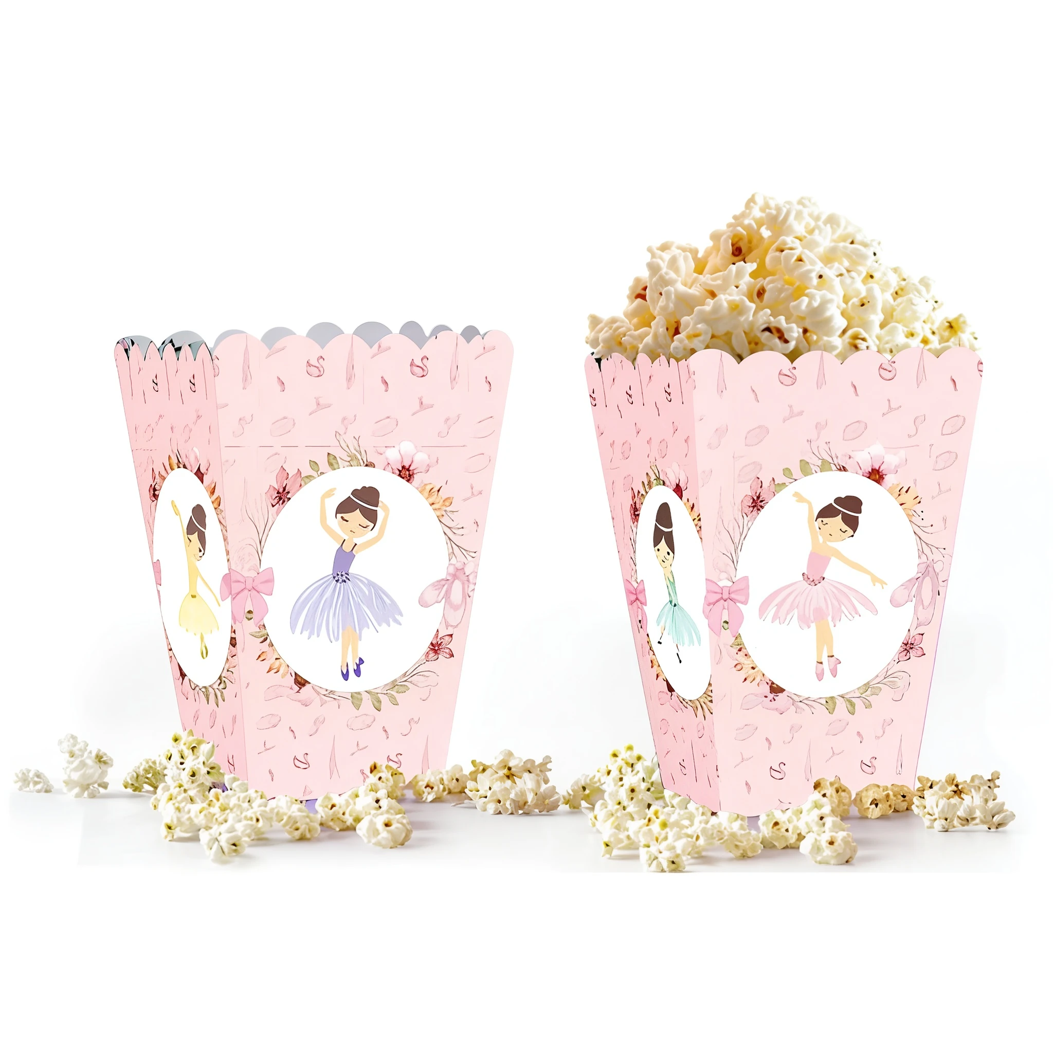 Balerin Temalı Mısır (Popcorn) Kutusu 10’lu – Gıda Uyumlu Karton Parti Kutusu