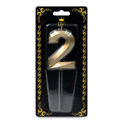 Gold '2' Rakam Mum – Doğum Günü & Yıl Dönümü Pastası İçin