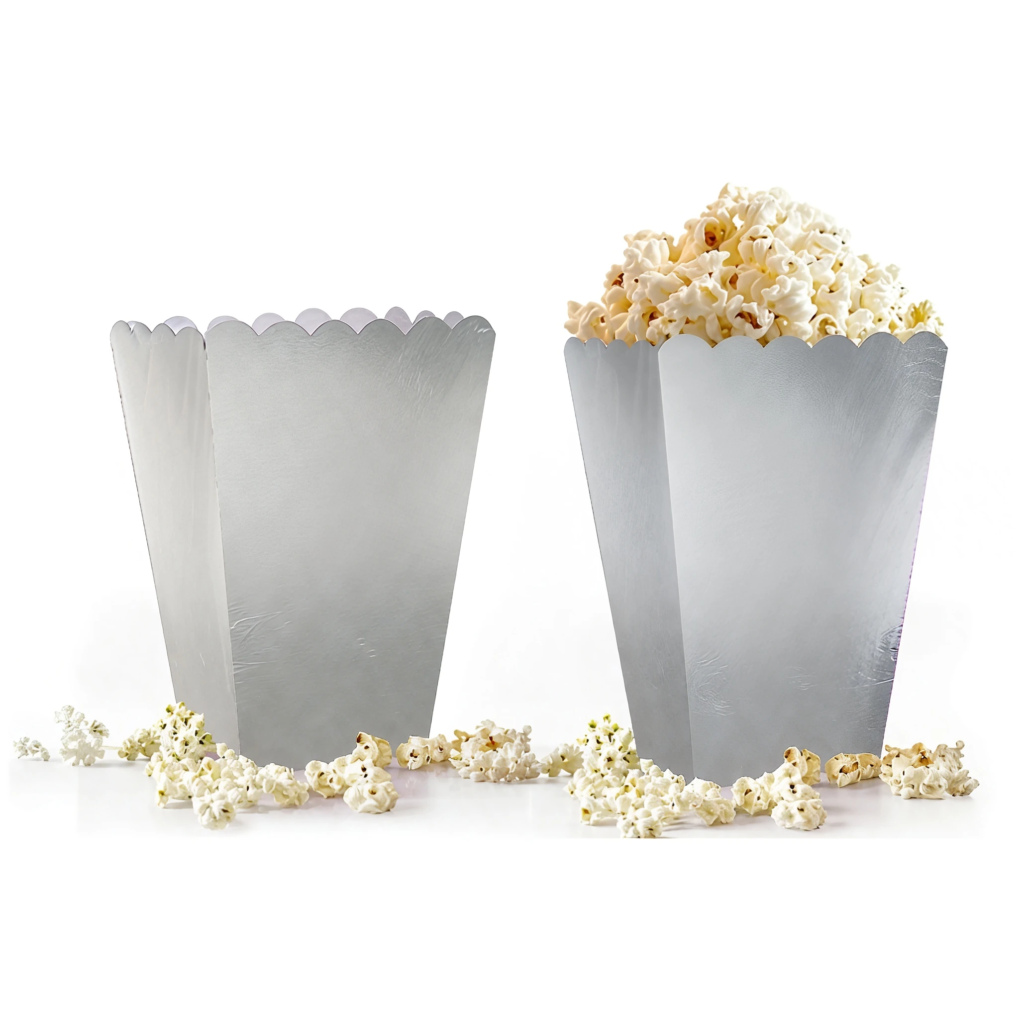 Gümüş Mısır (Popcorn) Kutusu 10’lu – Gıda Uyumlu Karton Parti Kutusu