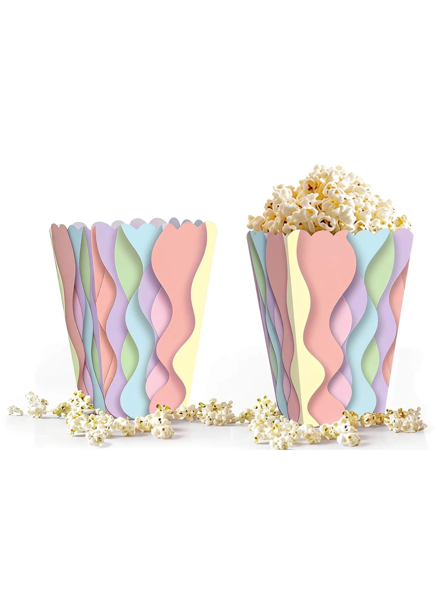 Dalgalı Makaron Mısır (Popcorn) Kutusu 10’lu – Gıda Uyumlu Karton Parti Kutusu