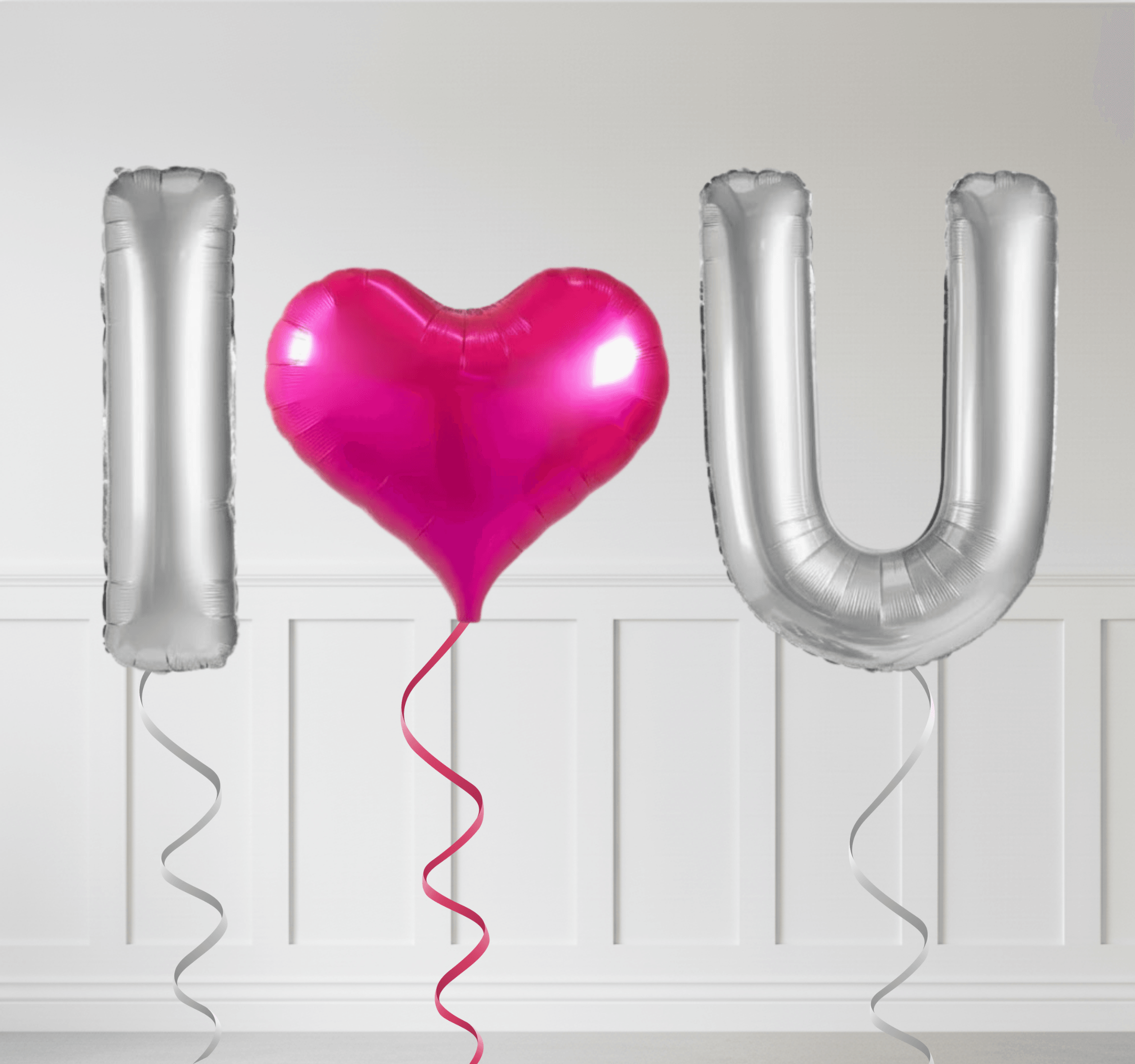 I ❤️ U Gümüş Folyo Balon Seti (40”)