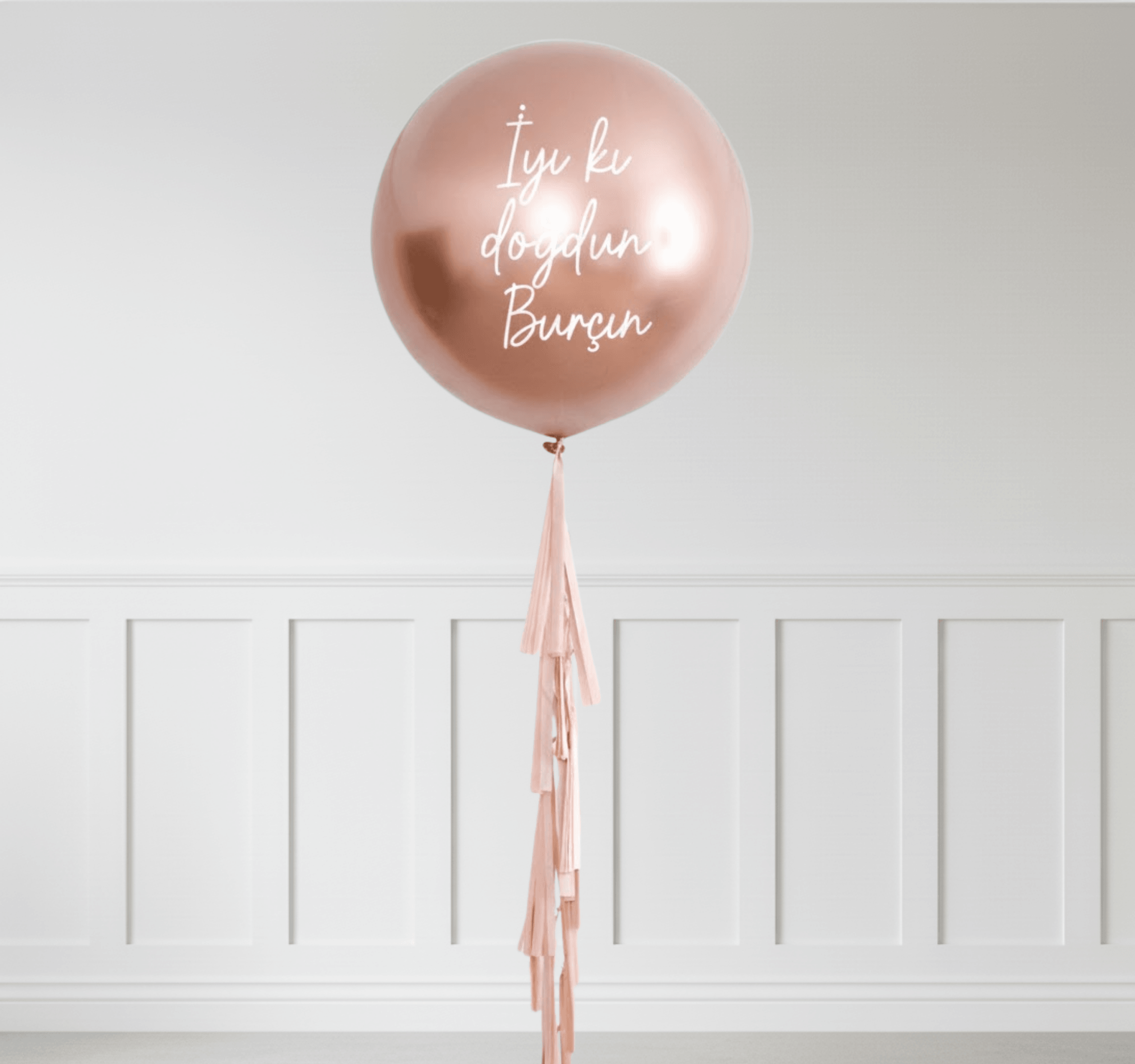 Rose Gold Kişiye Özel Yazılı Helyumlu Yuvarlak Lateks Balon