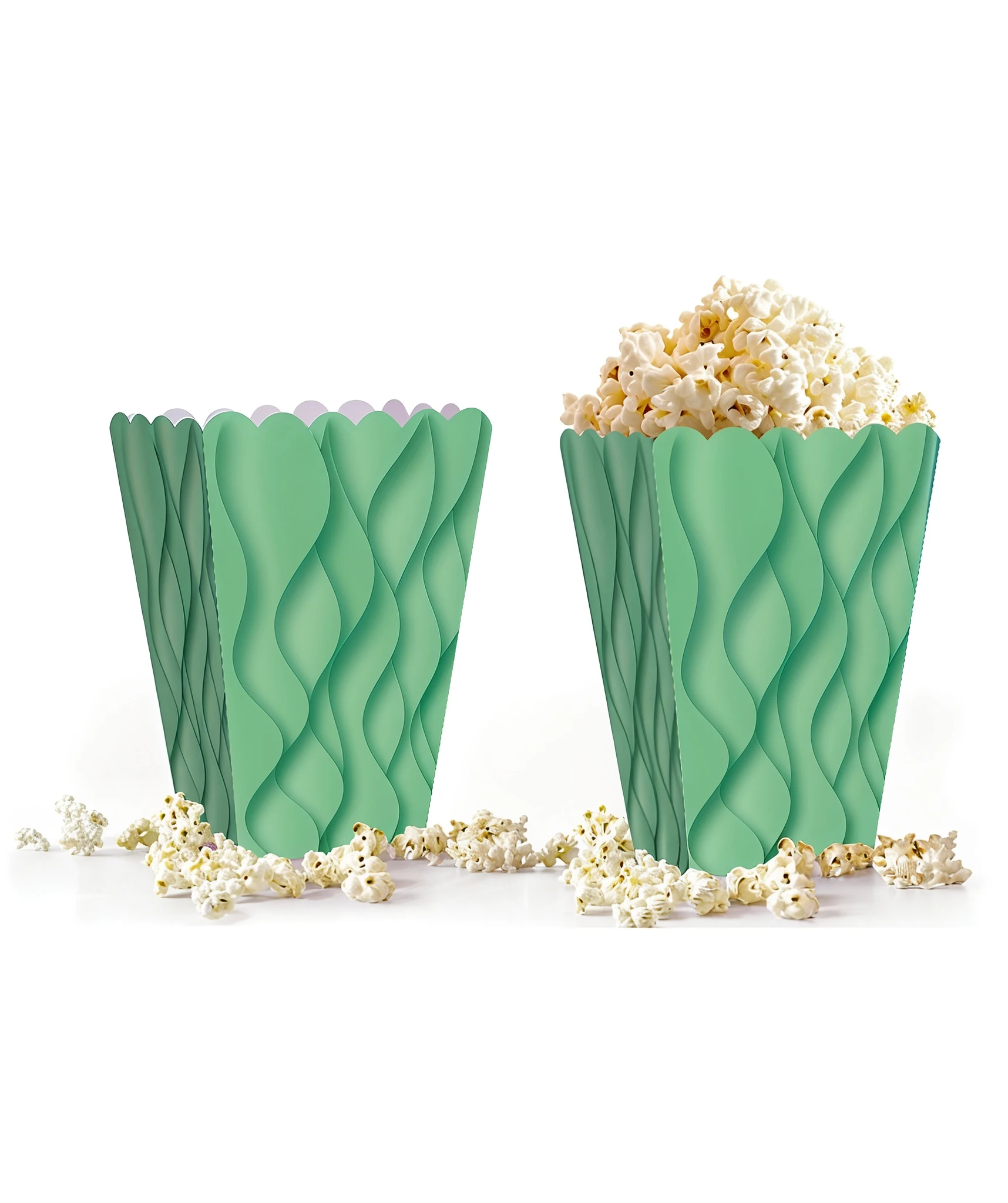 Dalgalı Yeşil Mısır (Popcorn) Kutusu 10’lu – Gıda Uyumlu Karton Parti Kutusu