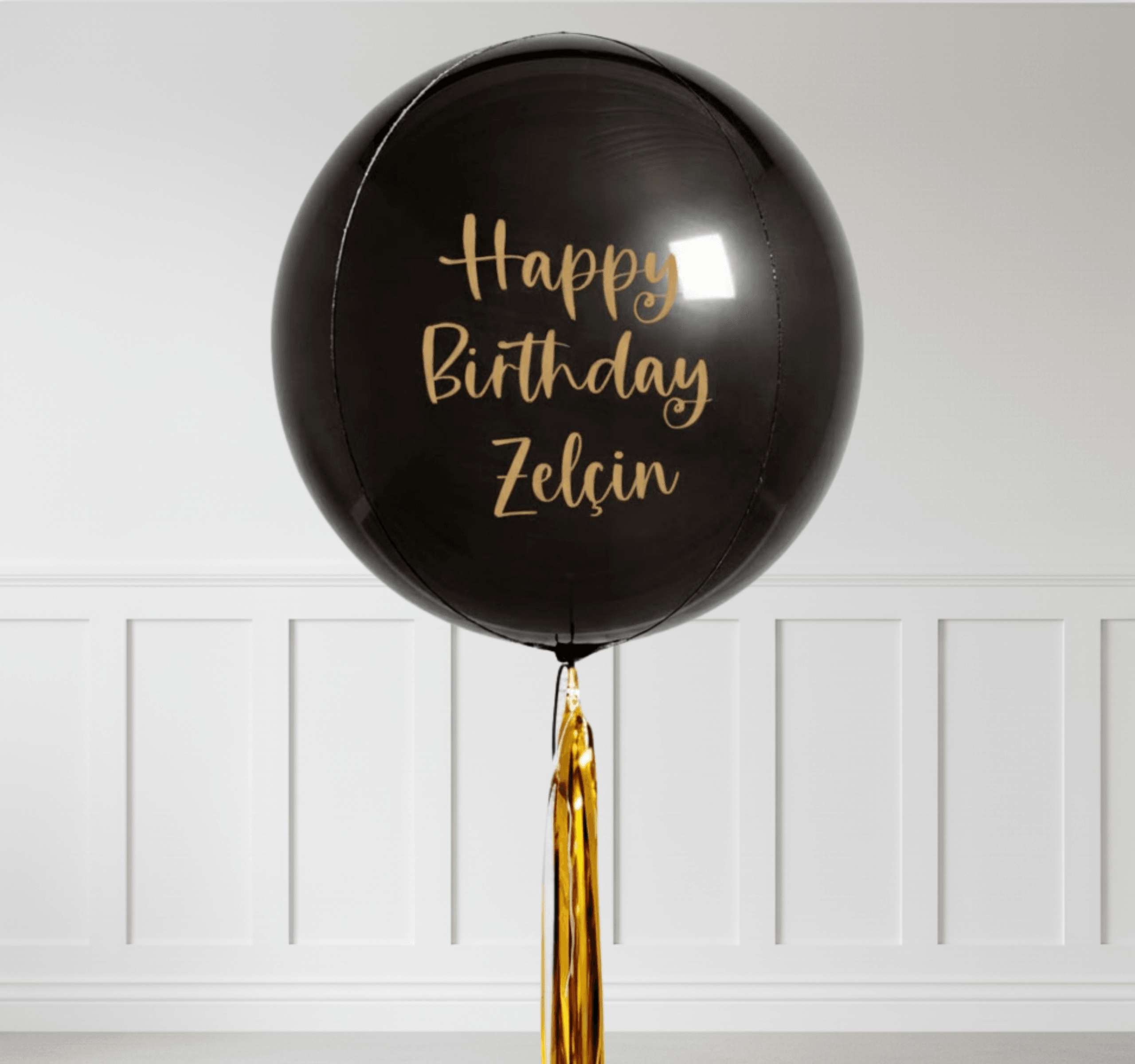 Siyah Orb (Küre) Folyo Balon 22” – Kişiye Özel Yazılı, Helyum Uyumlu