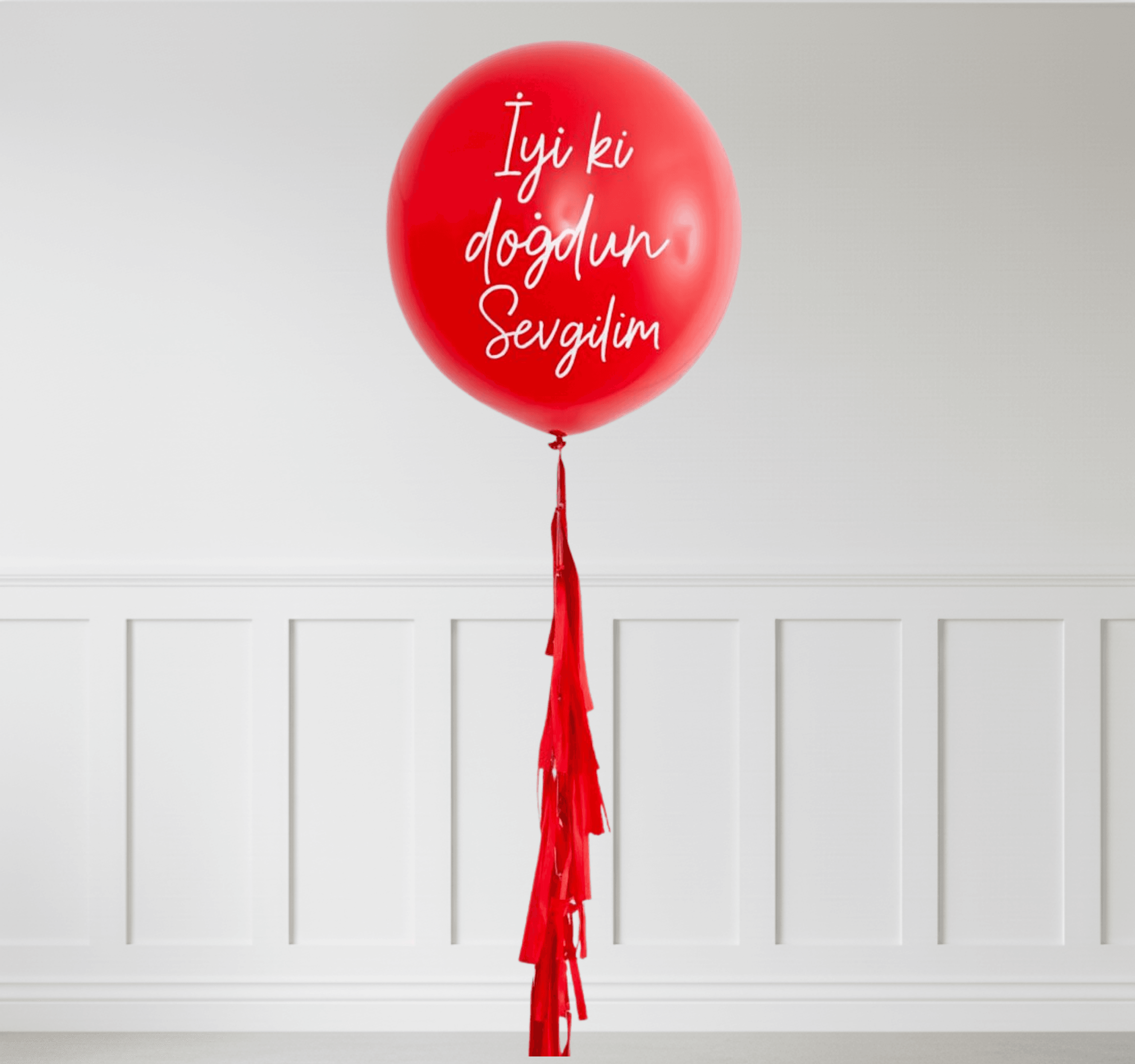 Kırmızı Kişiye Özel Yazılı Helyumlu Yuvarlak Lateks Balon
