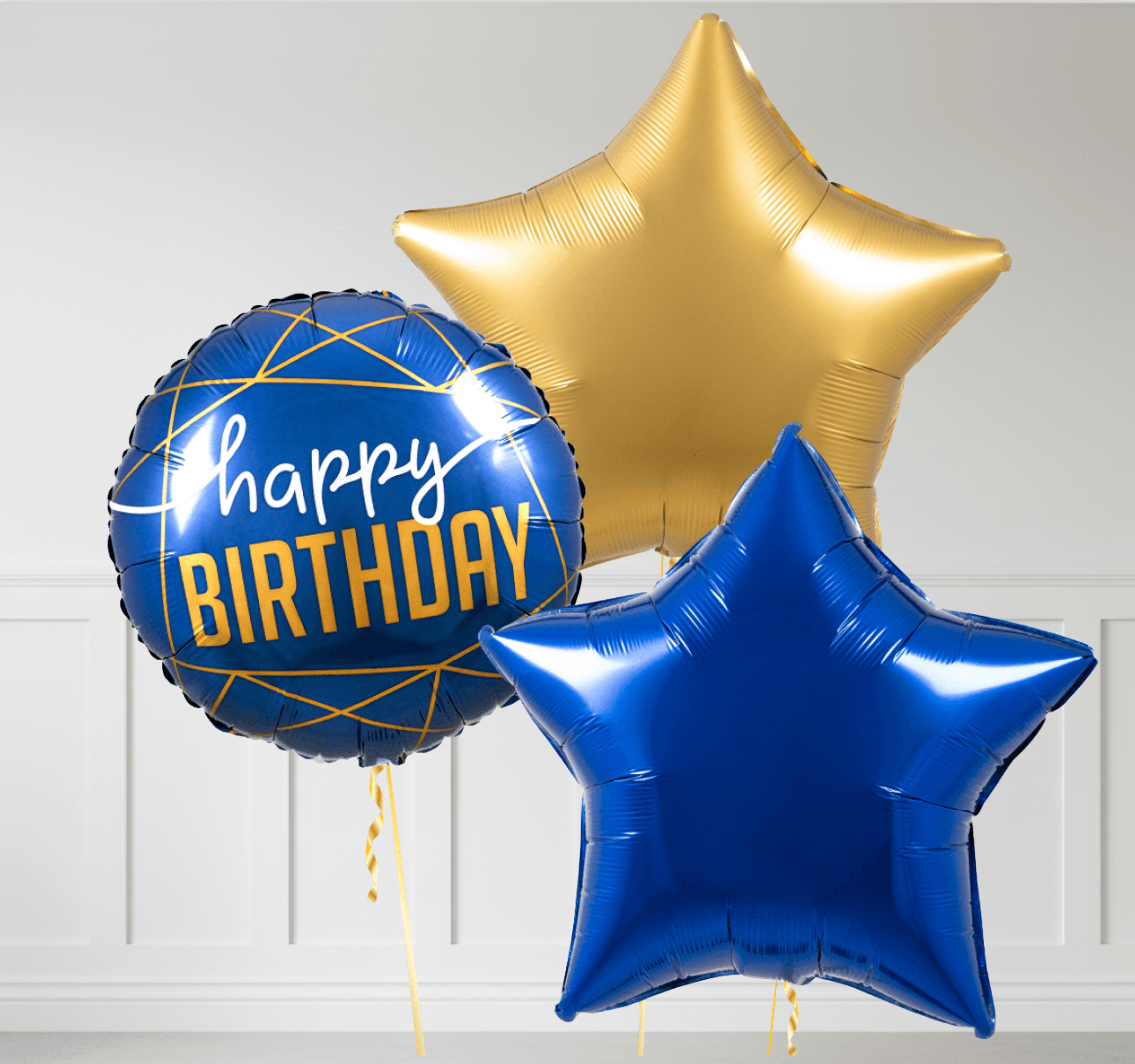 Doğum Günü Balon Seti Mavi & Gold (1-3-6-9 Parça Seçenekleri) - 3 Balon