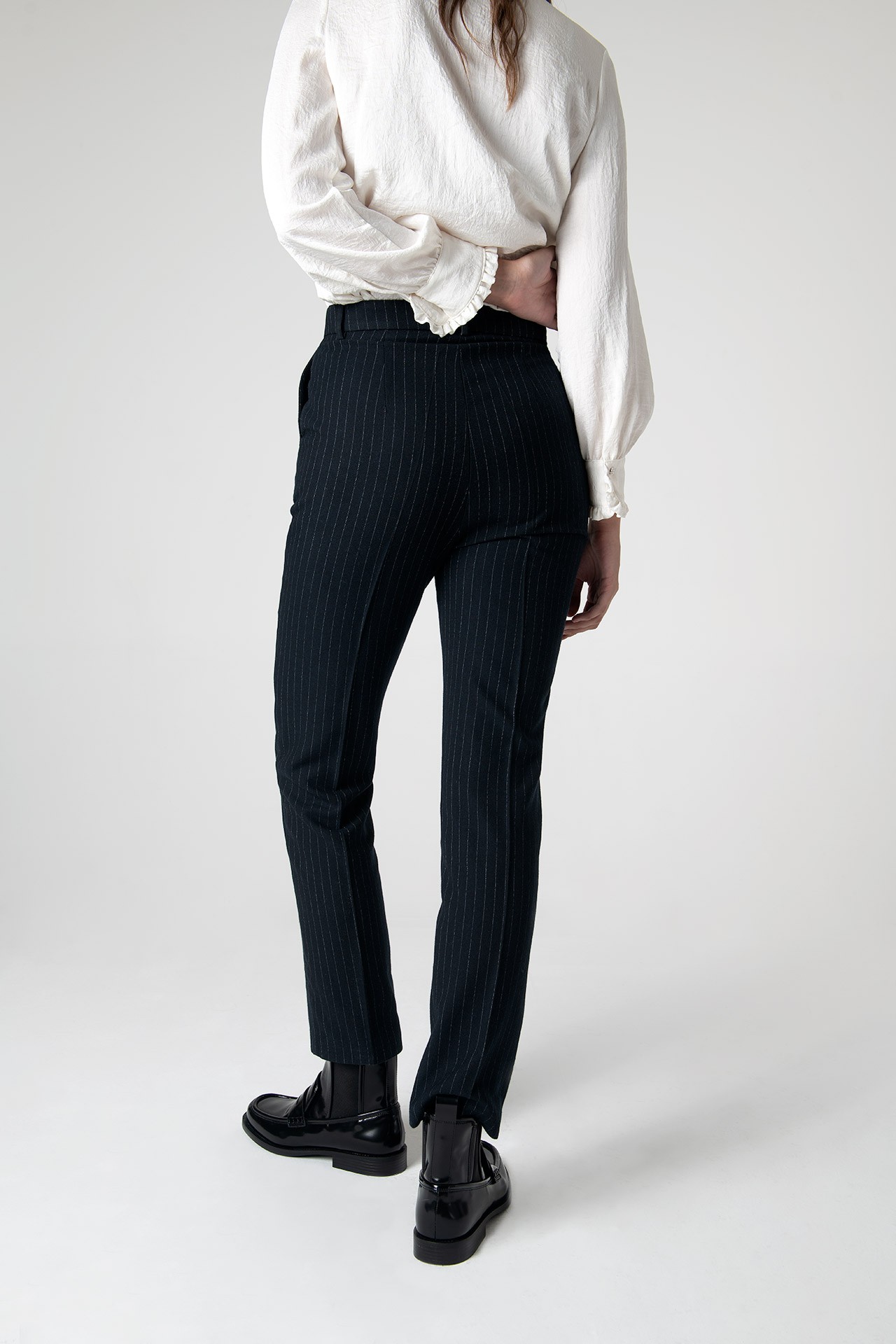 Mary Lacy Slim Fit Trousers - Koyu Lacivert