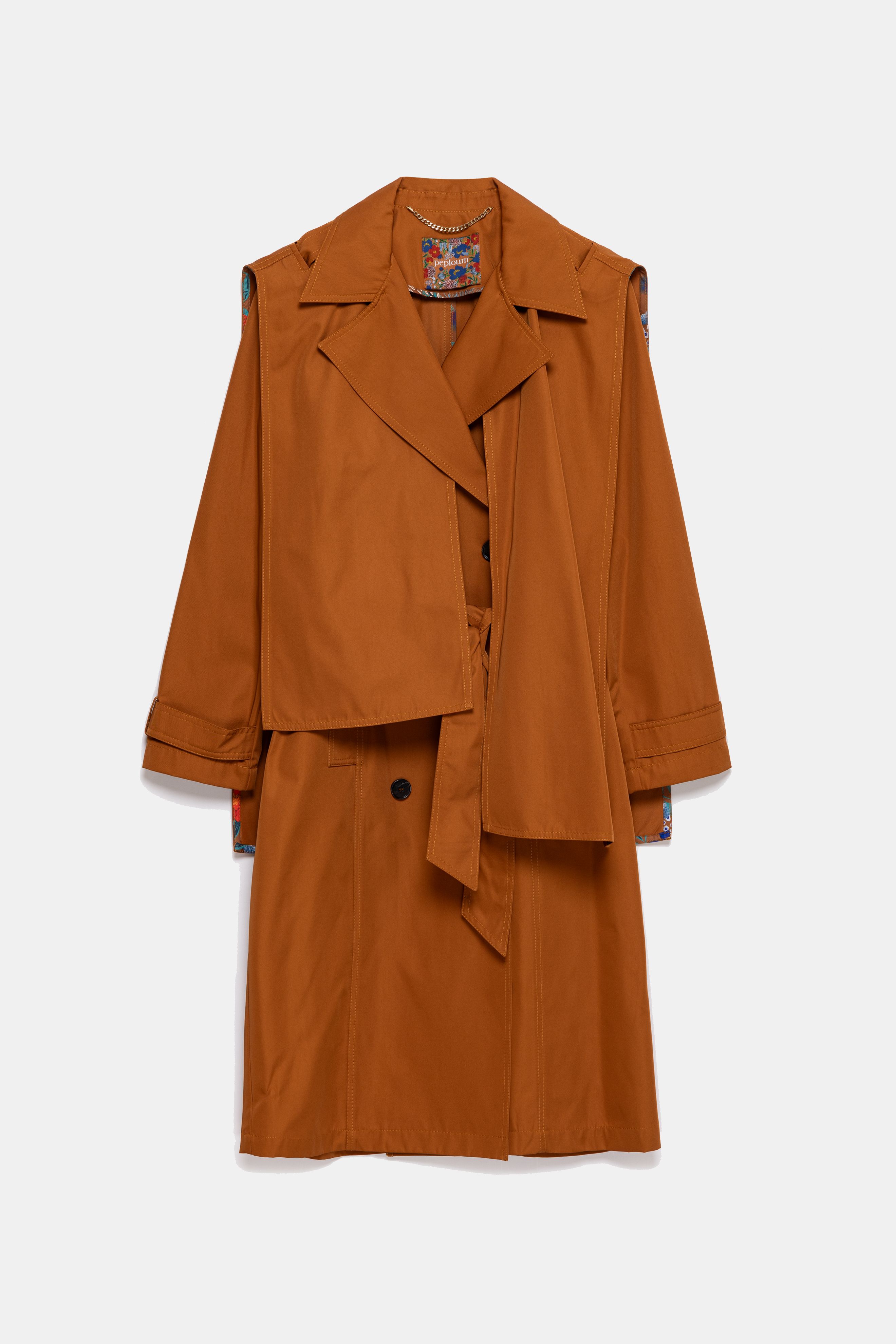 Beatrice Asymmetric Piece Trenchcoat - Cinnamon