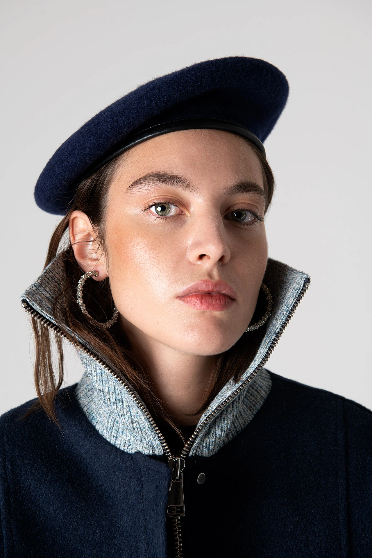 Grace Knit Collar Short Coat - Lacivert