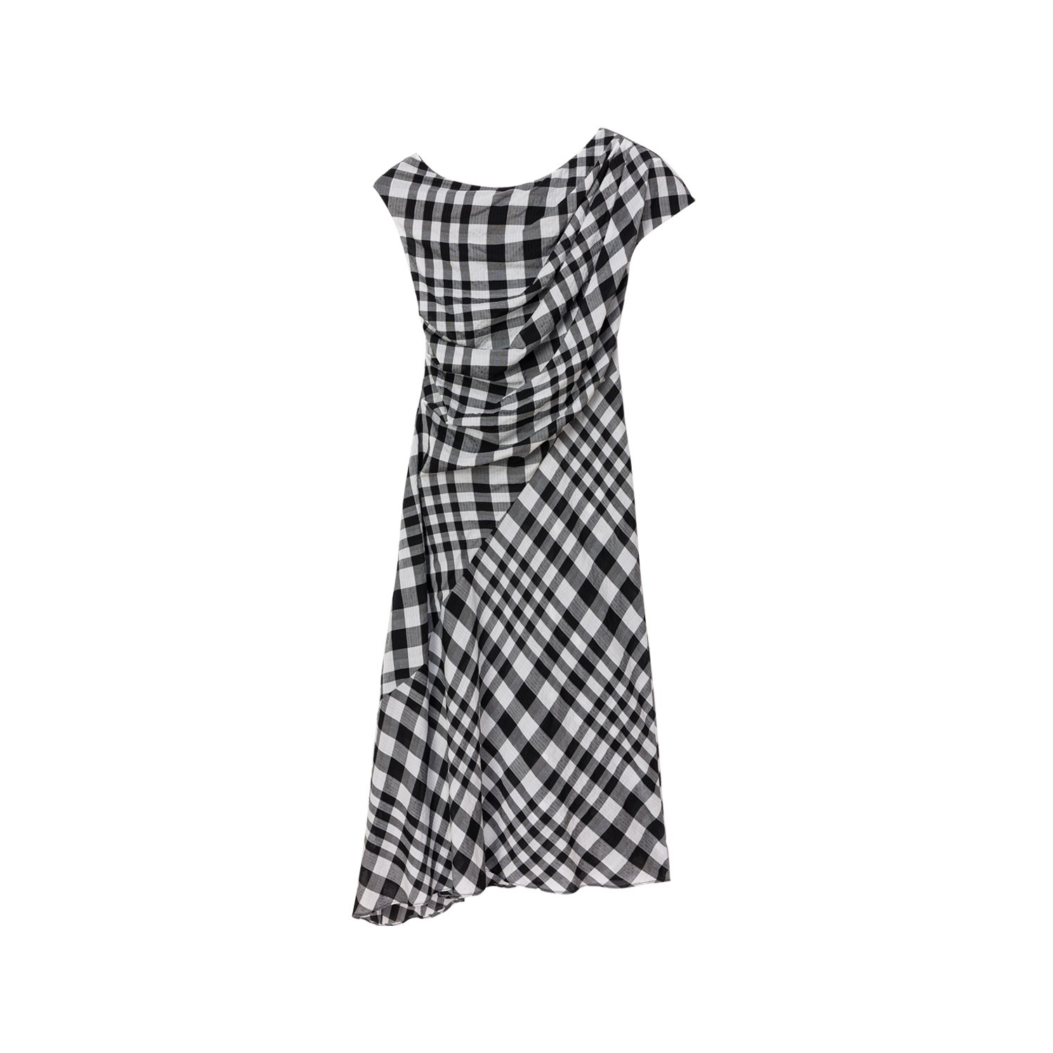 Ama Drapped Dress in  Checkered Pattern