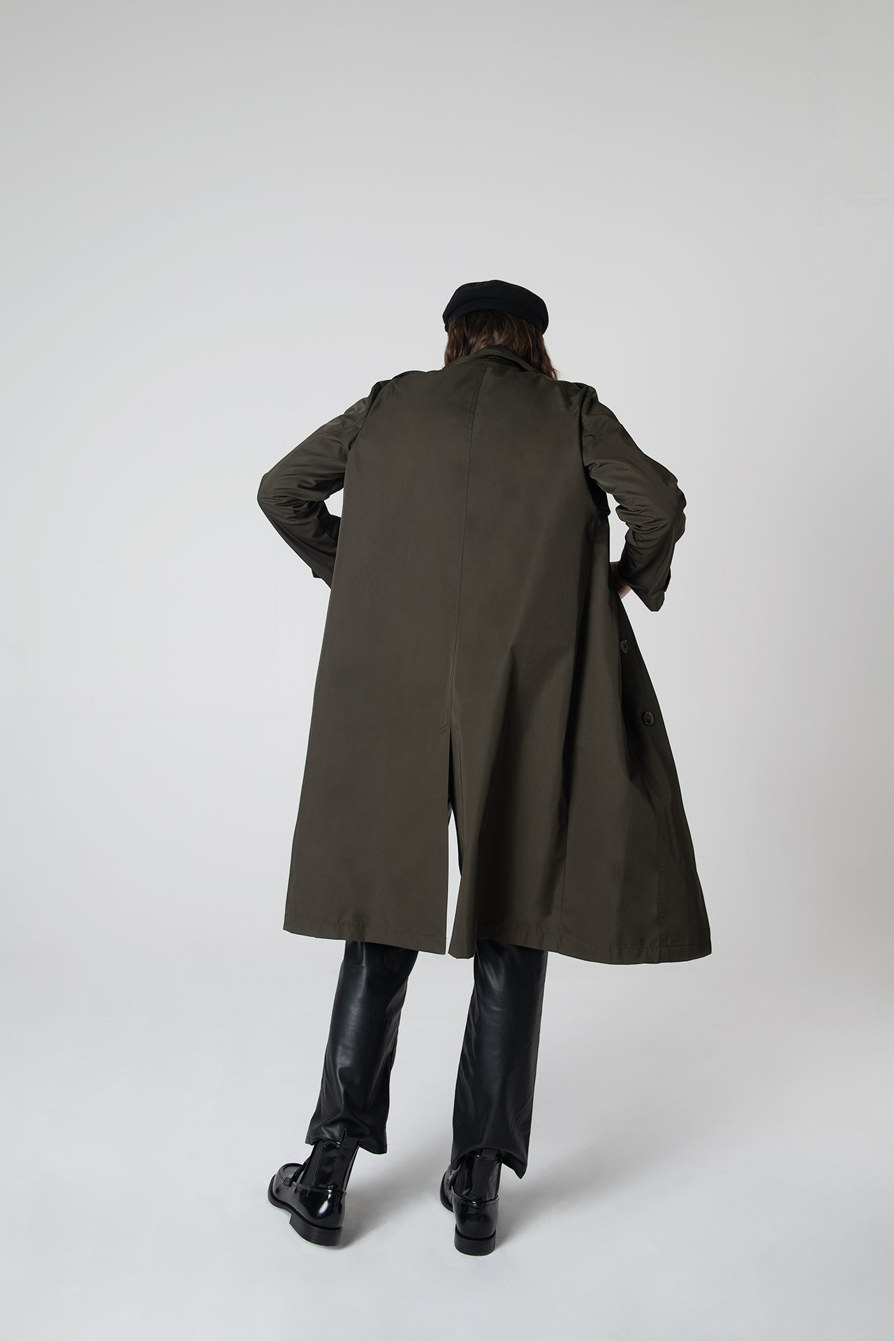 Beatrice Asymmetric Piece Trenchcoat - Khaki Green