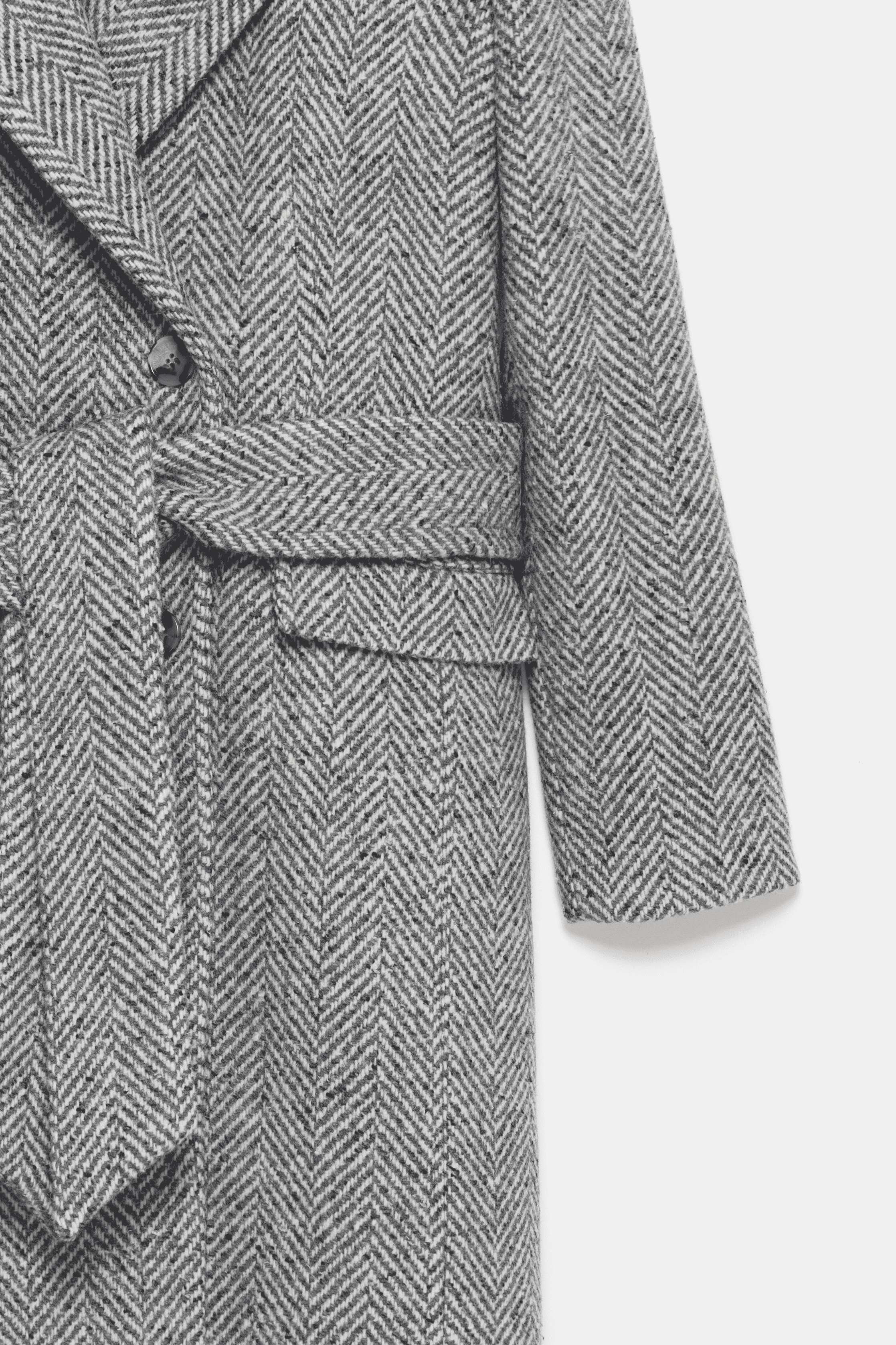 Adele Herringbone Coat - Cold Grey