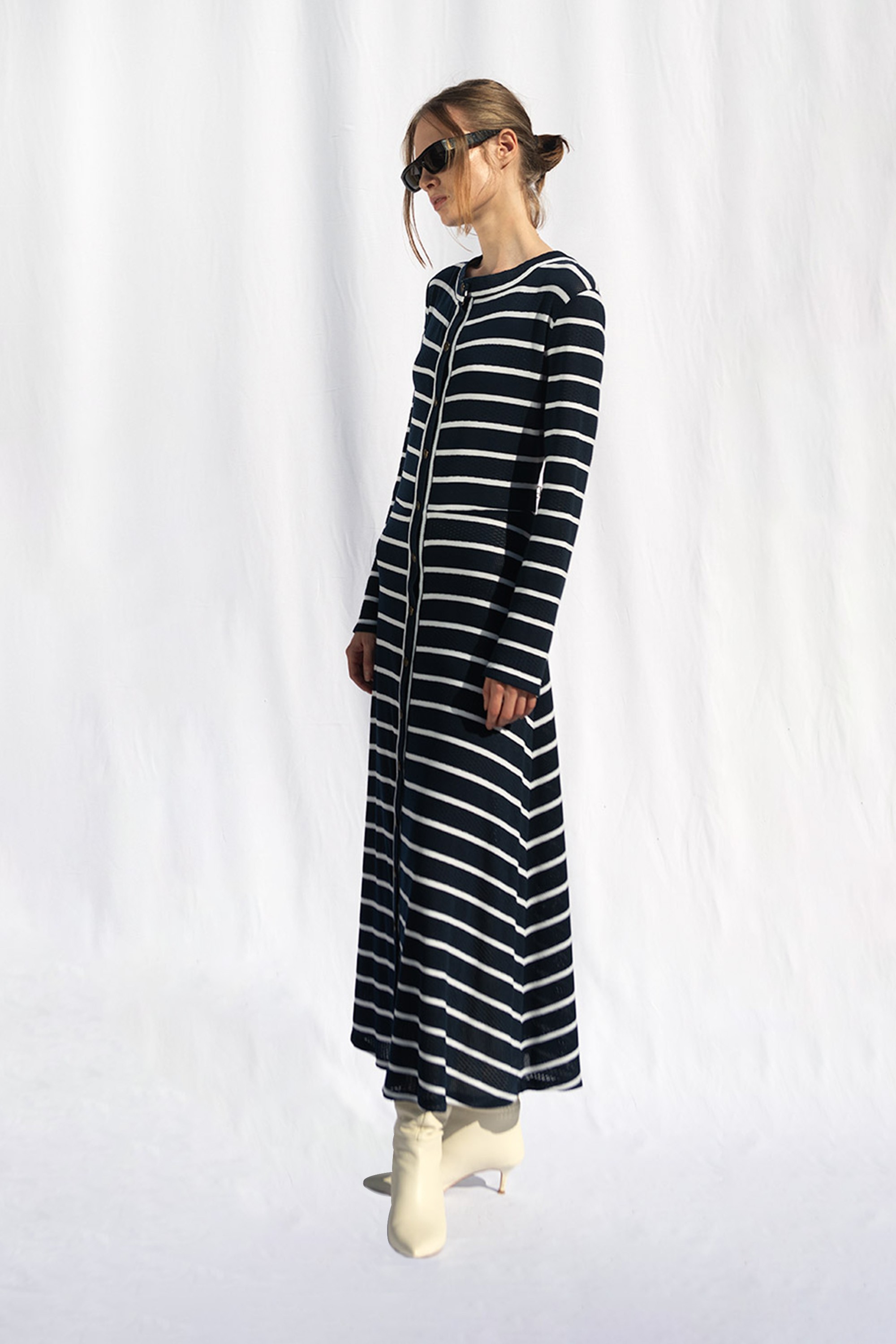 Marianne Stripe Maxi Dress - Lacivert