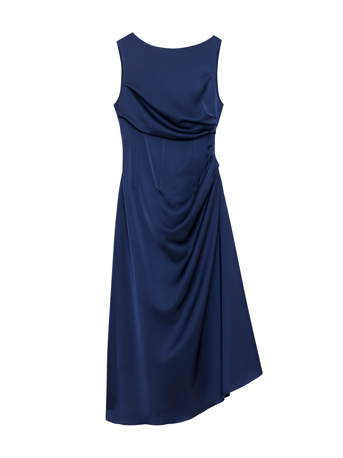 Amor Draped Sateen Dress - Tozlu Gece Yarısı