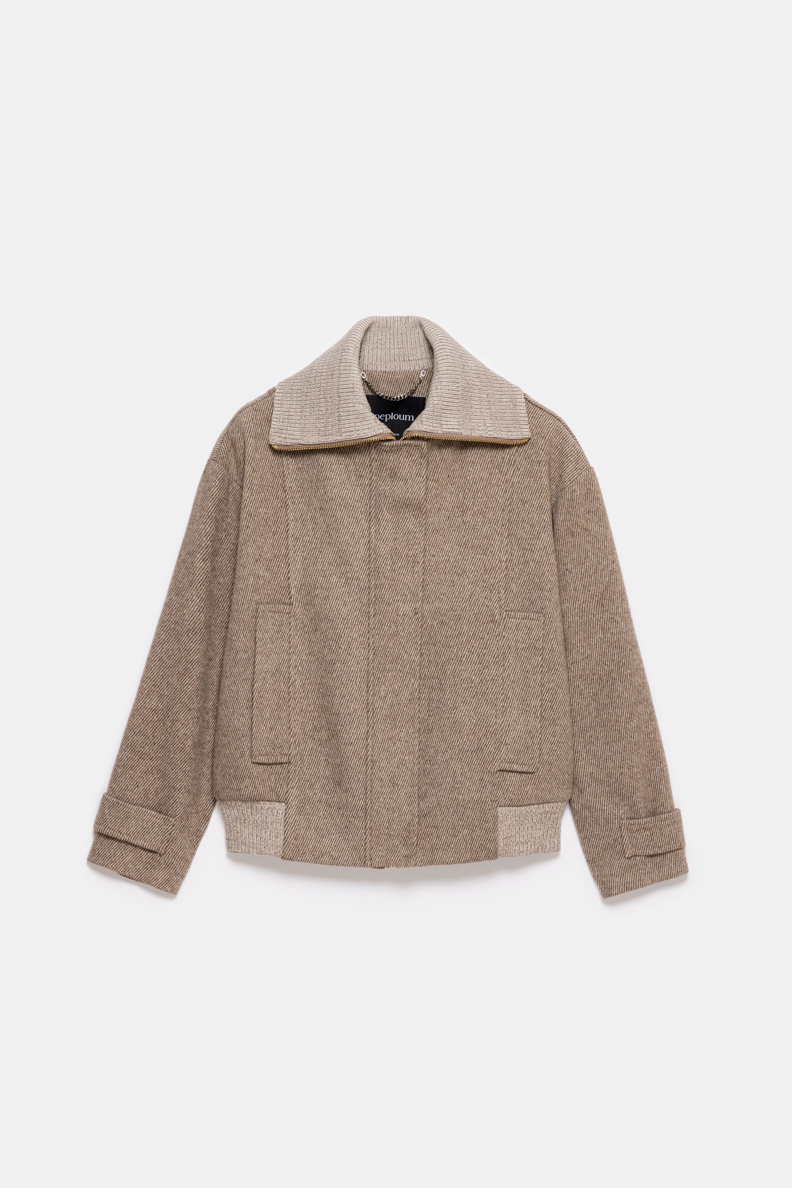 Grace Knit Collar Short Coat - Beige