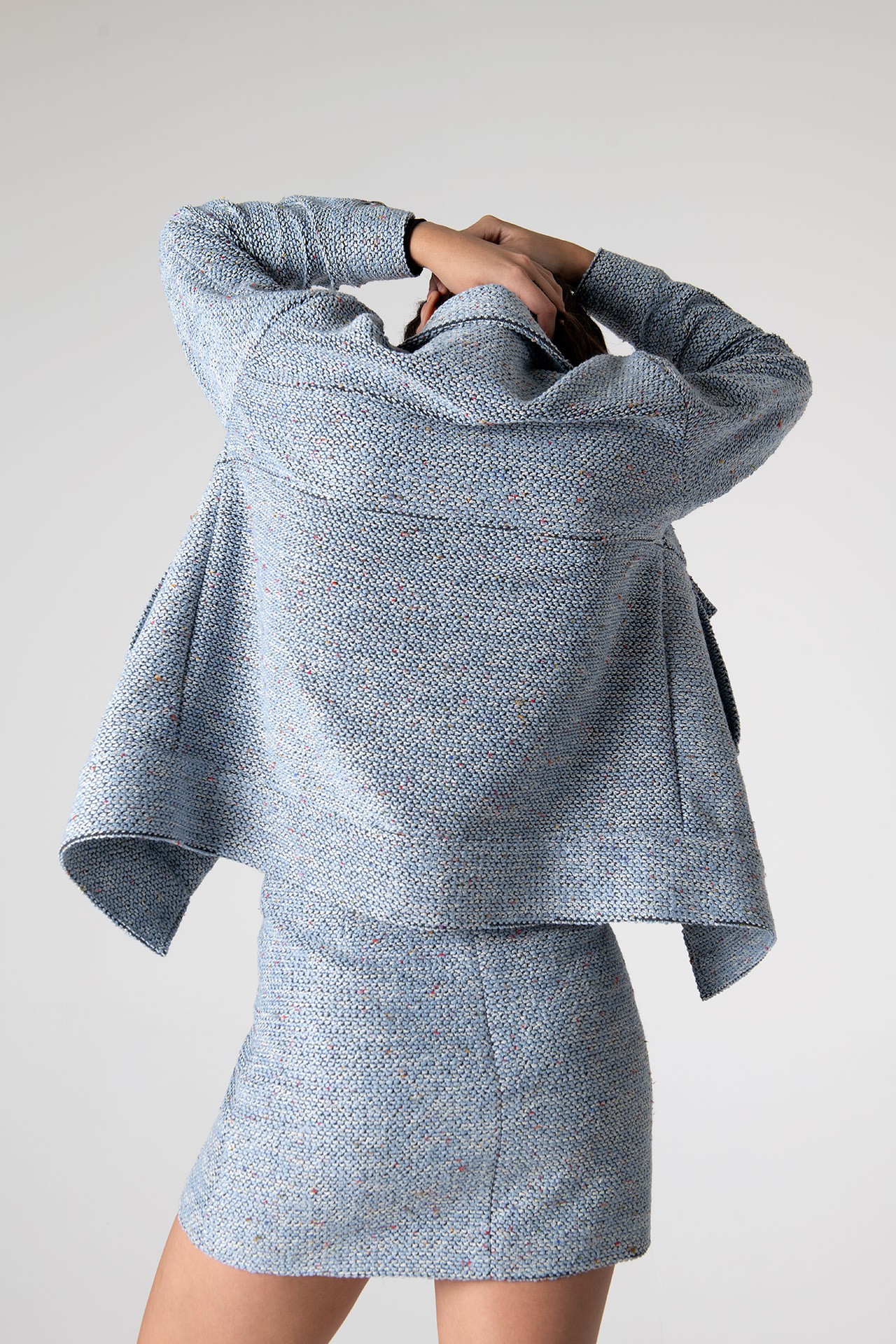 Carleen Textured Weaving Jacket - Ice Blue