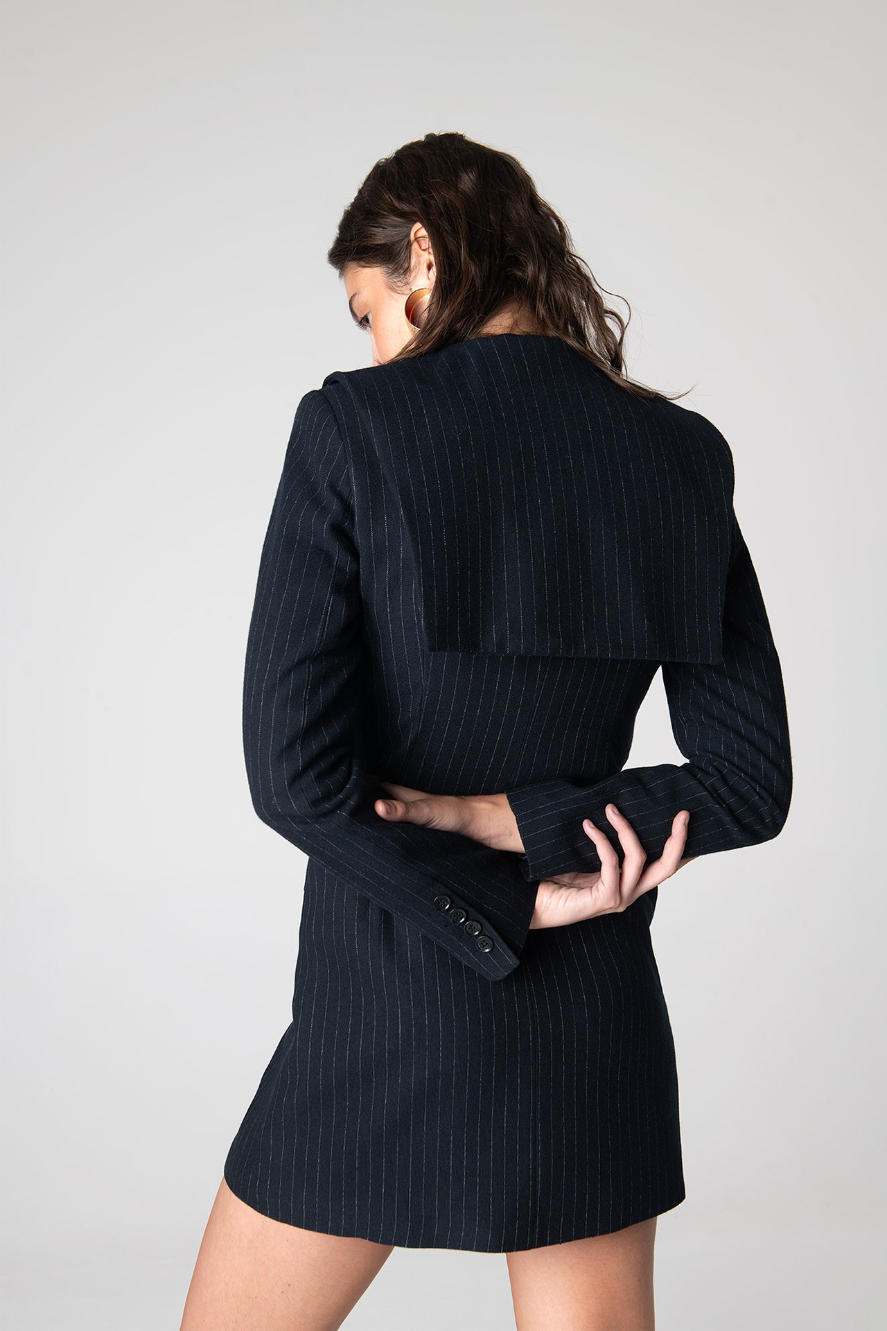 Marcy Lacy Pinstripe Jacket - Dark Navy Blue