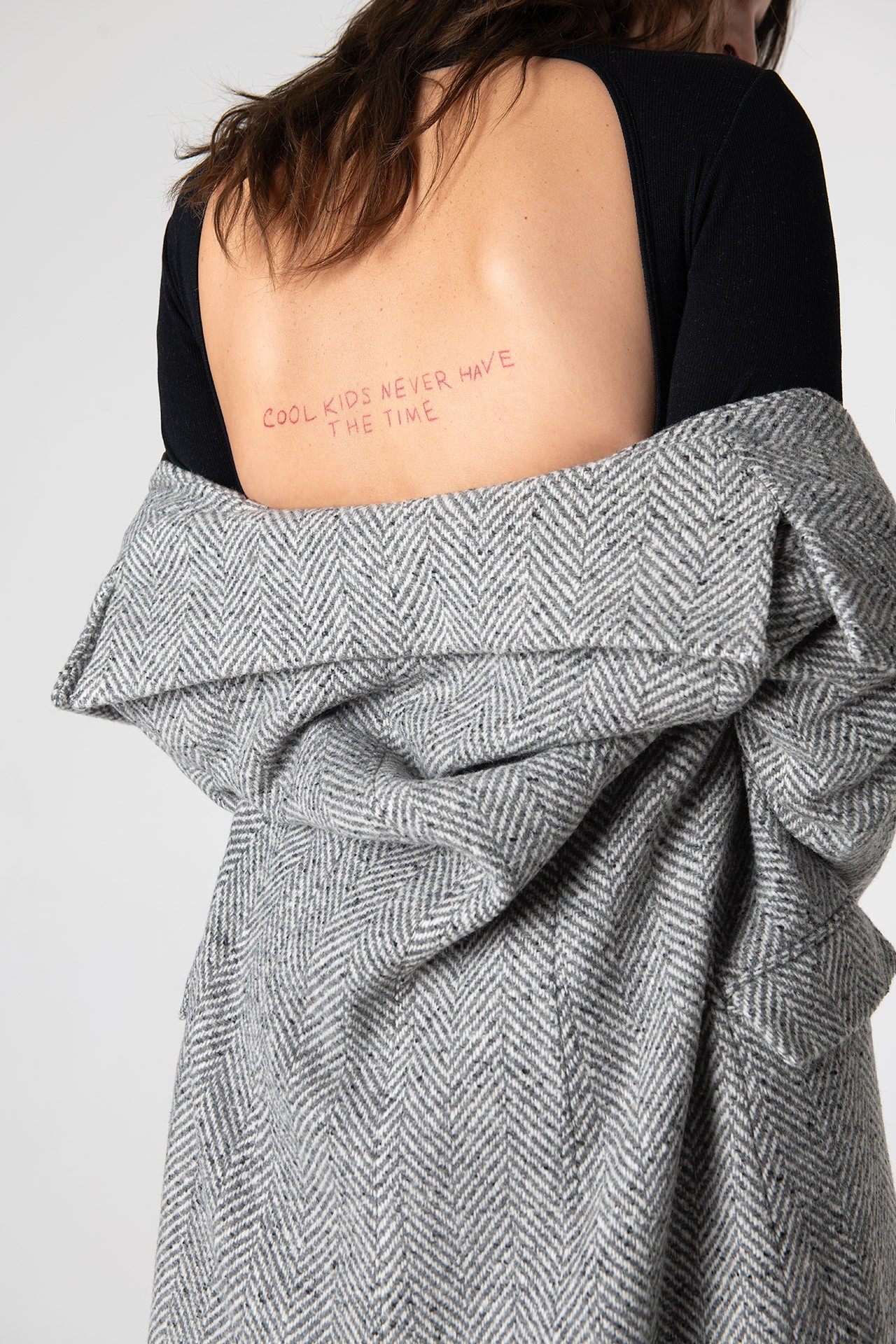 Adele Herringbone Coat - Cold Grey