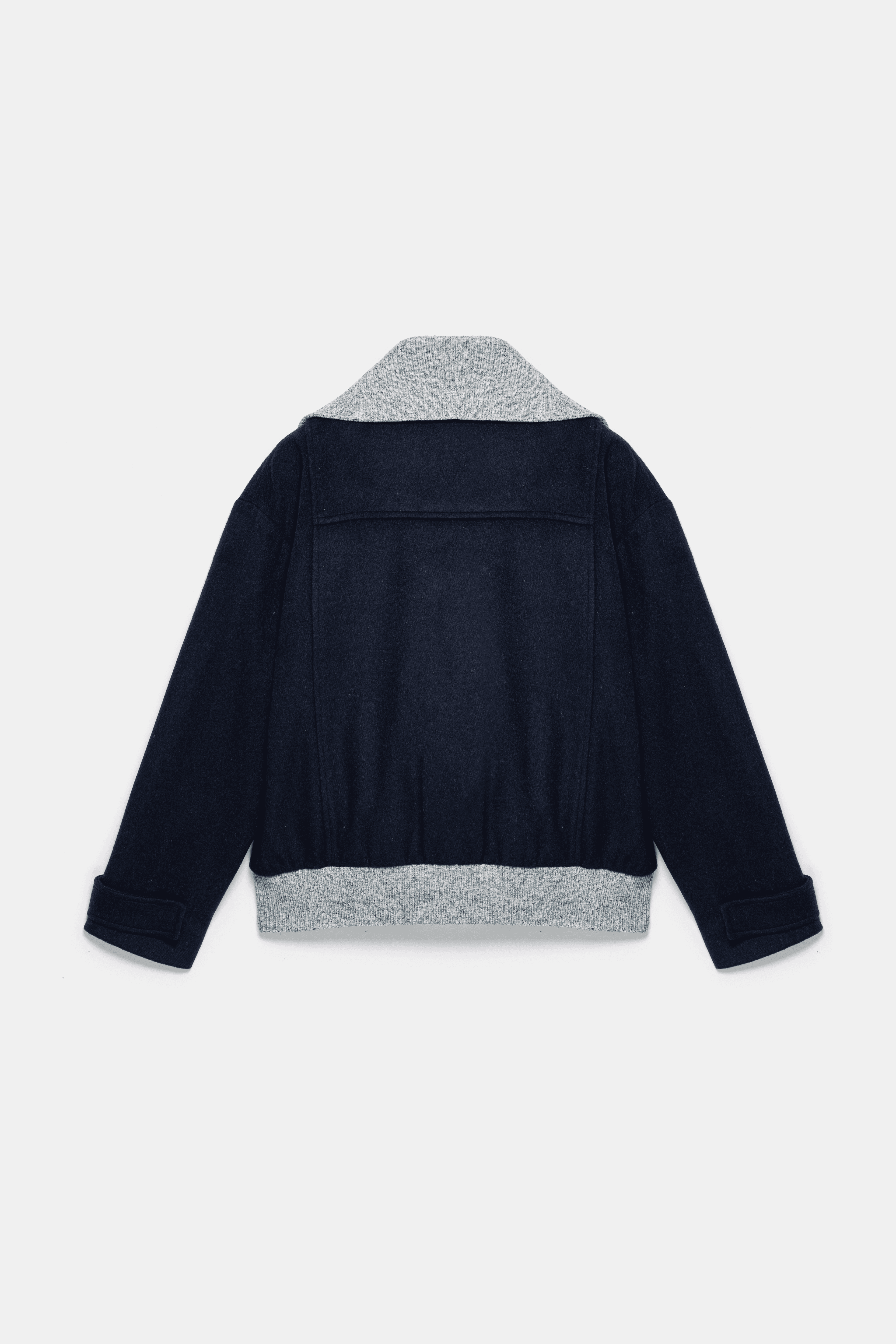 Grace Knit Collar Short Coat - Navy Blue