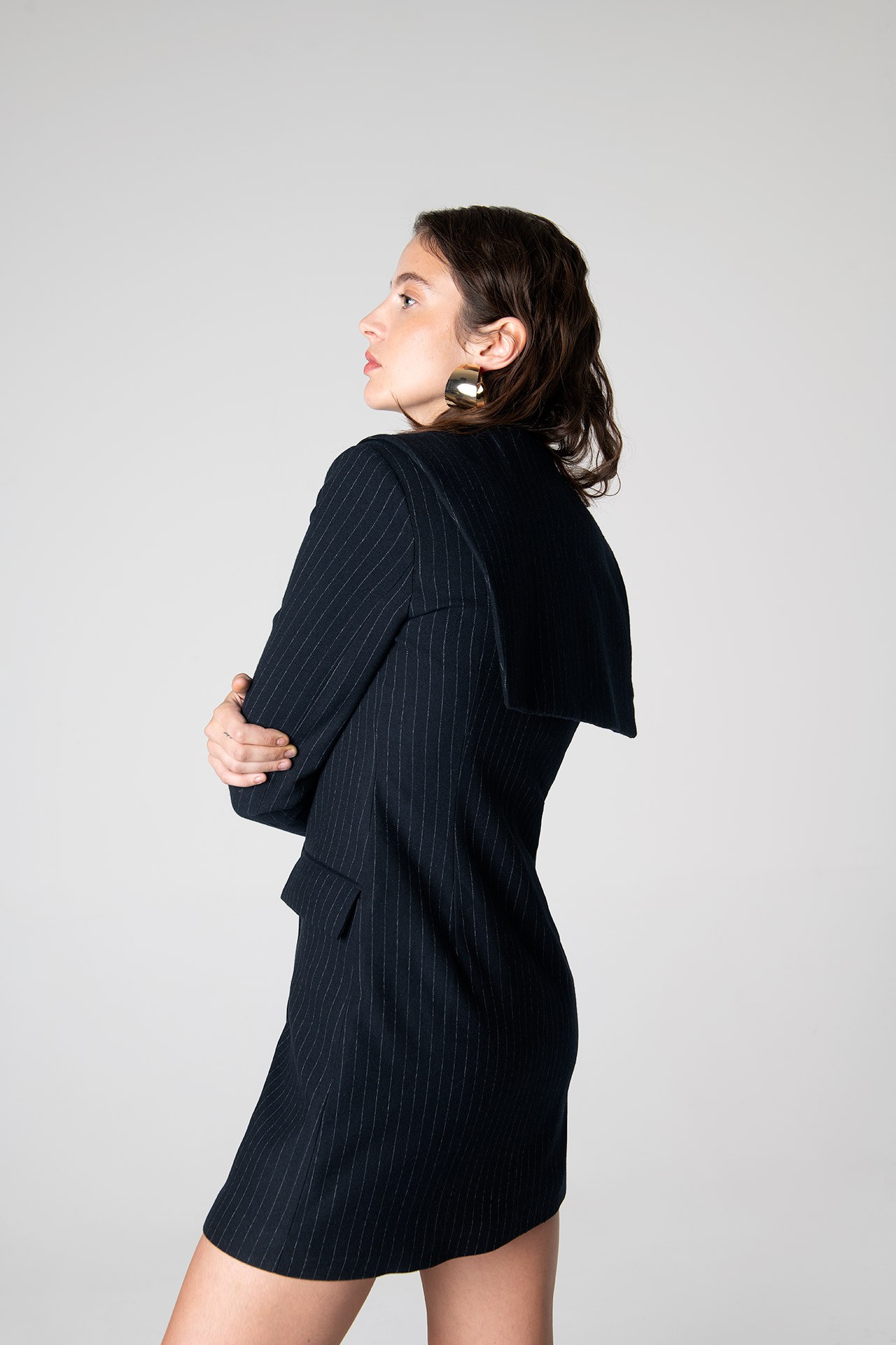 Marcy Lacy Pinstripe Jacket - Dark Navy Blue