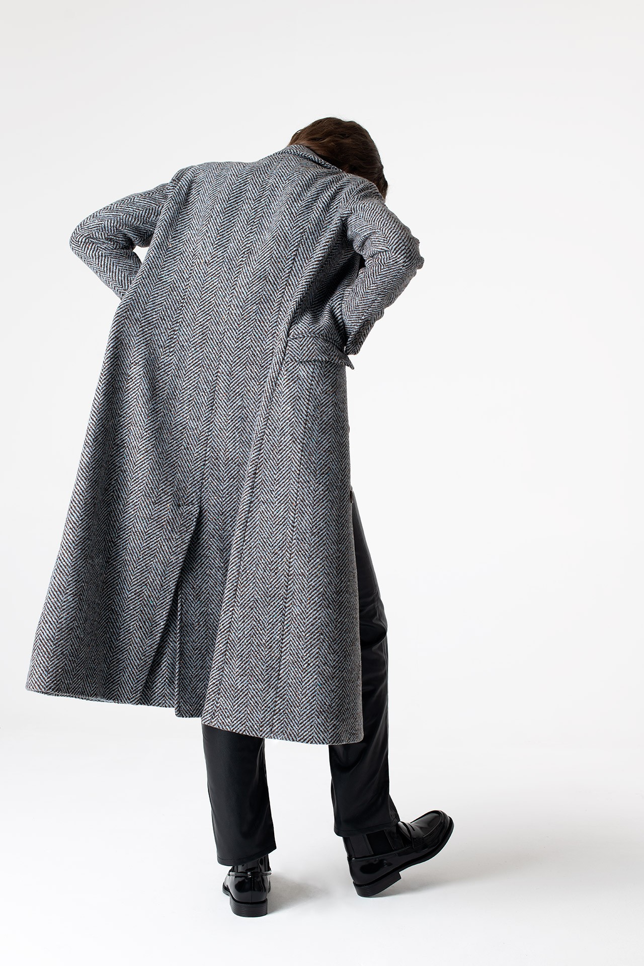 Adele Herringbone Coat - Baby Blue