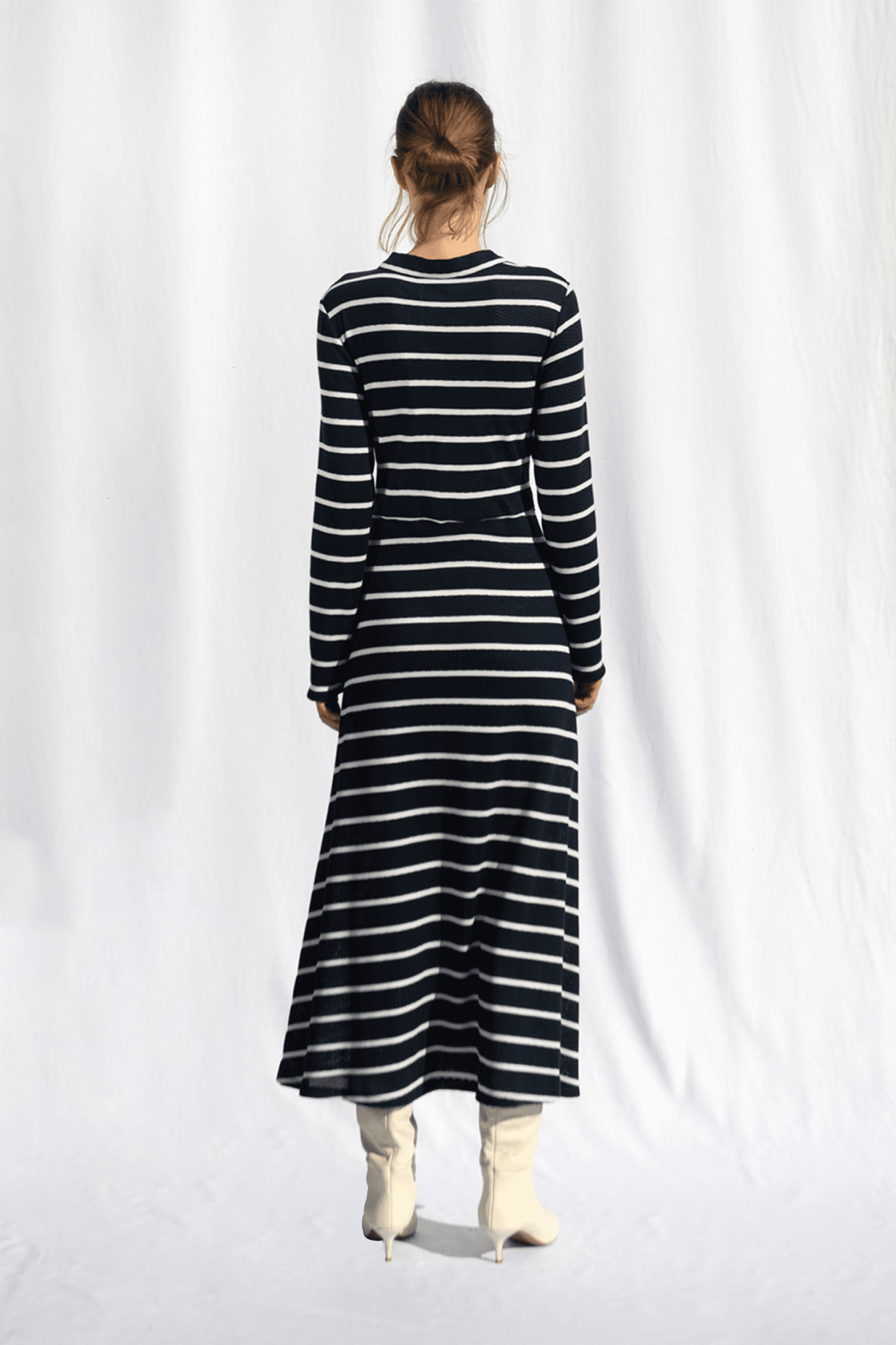 Marianne Stripe Maxi Dress - Lacivert