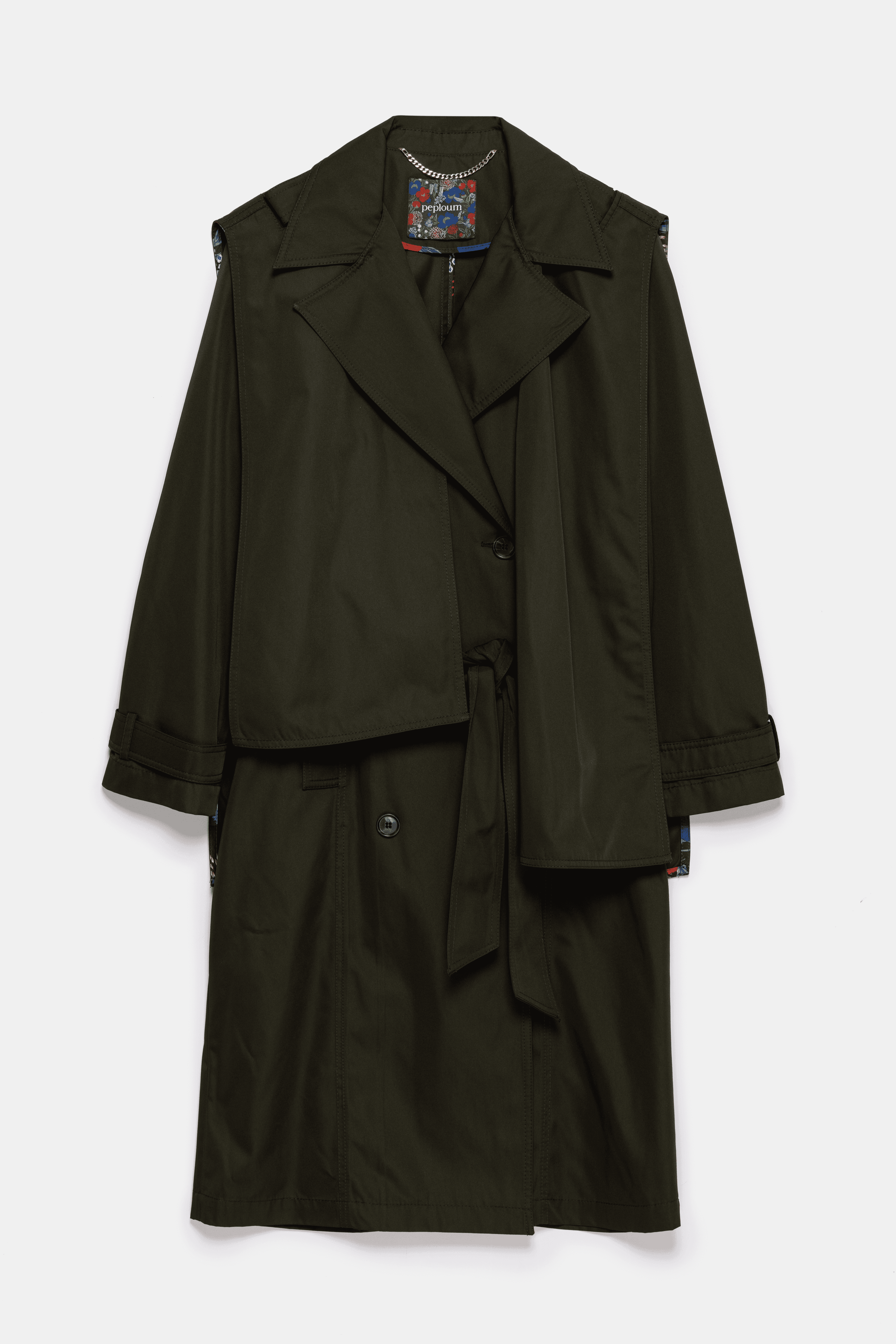 Beatrice Asymmetric Piece Trenchcoat - Khaki Green