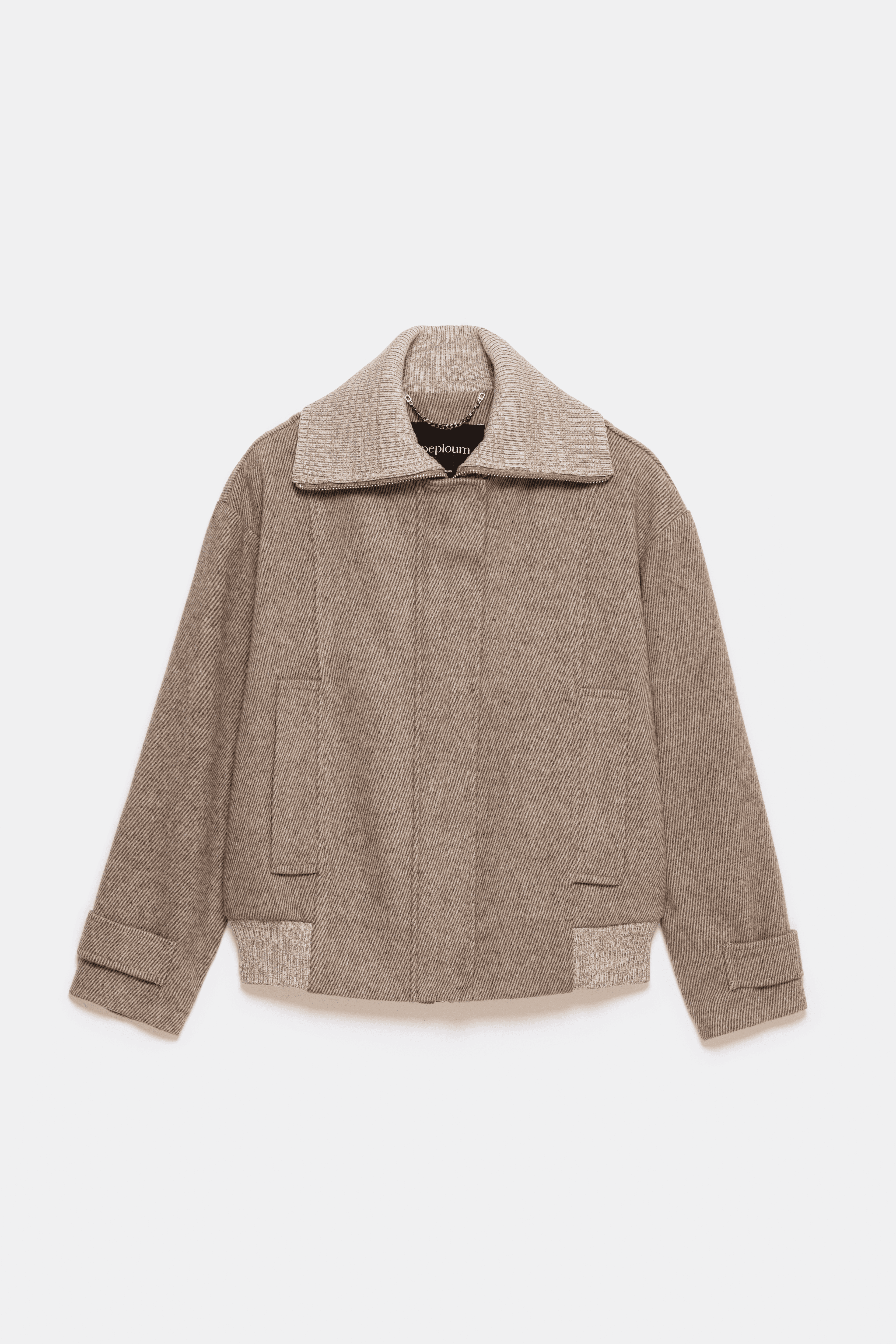 Grace Knit Collar Short Coat - Beige