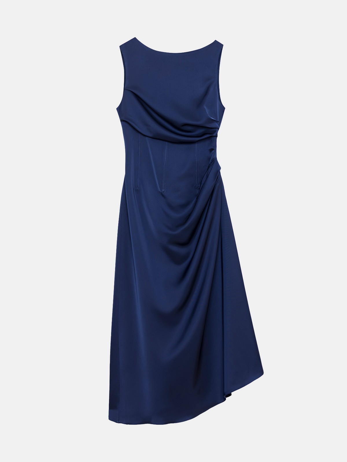 Amor Draped Sateen Dress - Tozlu Gece Yarısı