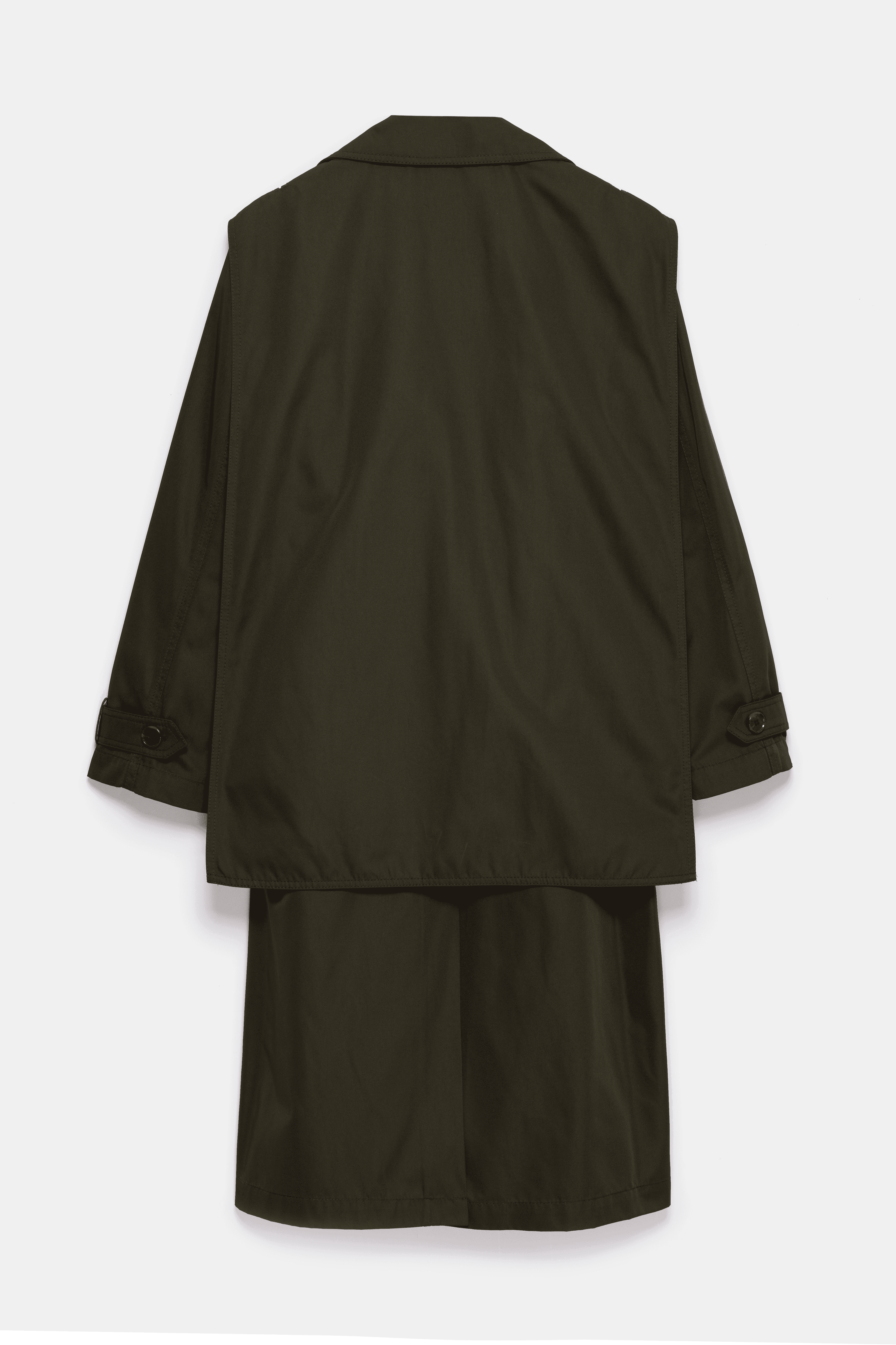 Beatrice Asymmetric Piece Trenchcoat - Khaki Green