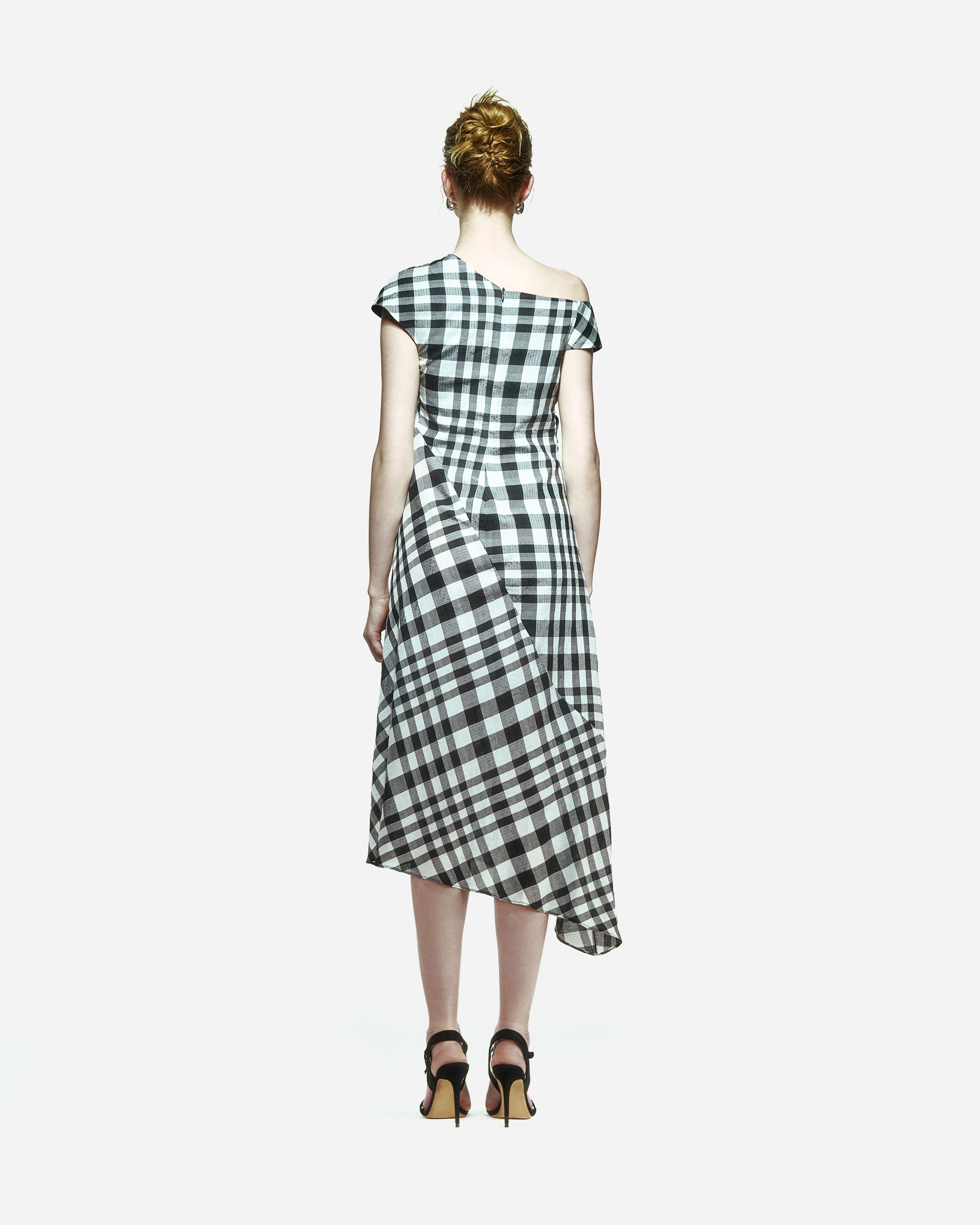 Ama Drapped Dress in  Checkered Pattern