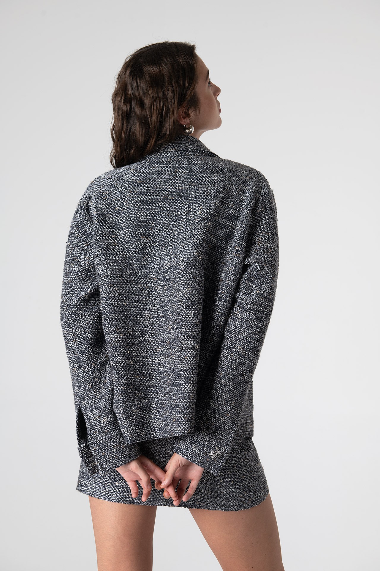 Carleen Textured Weaving Jacket - Anthracite Grey