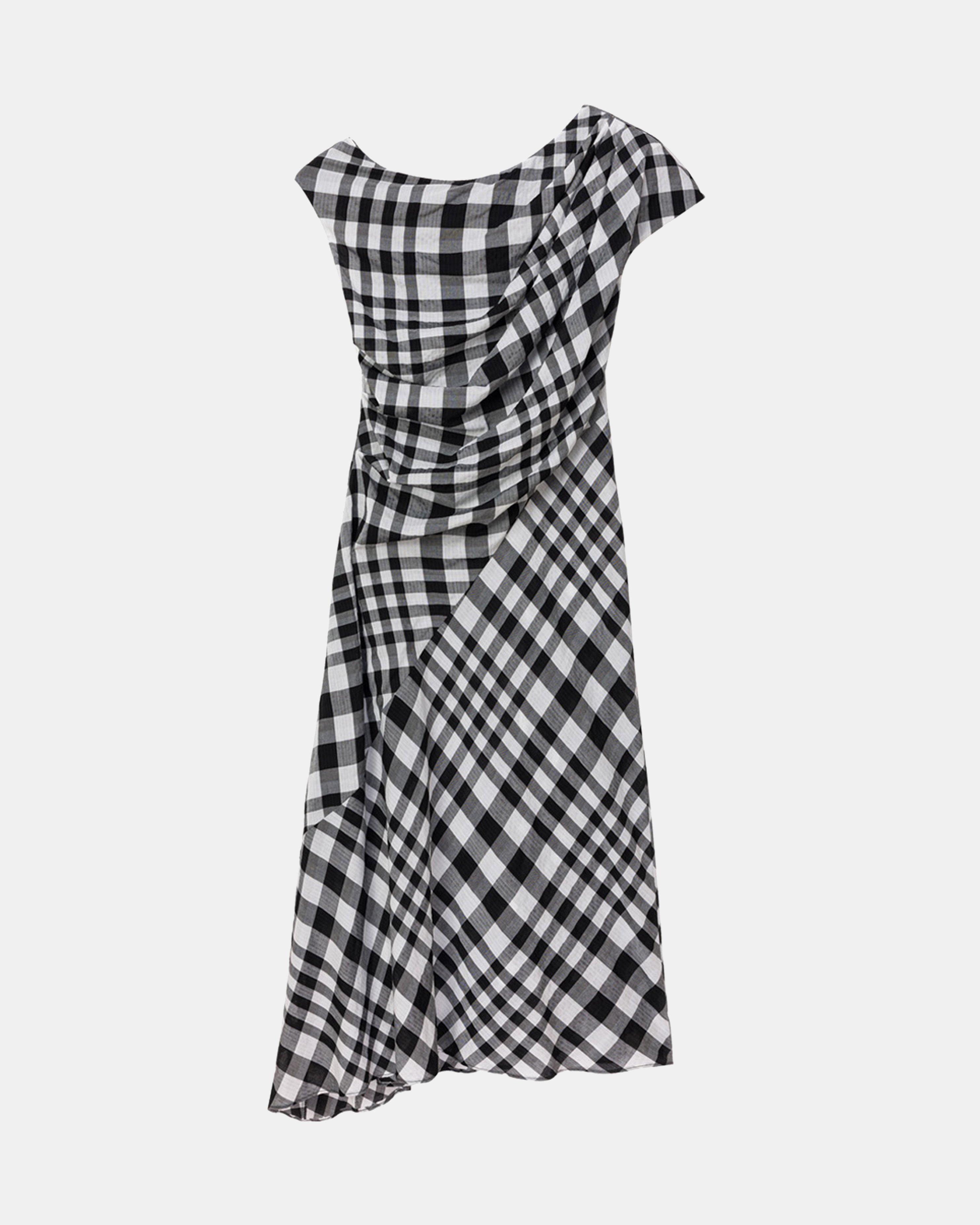 Ama Drapped Dress in Checkered Pattern