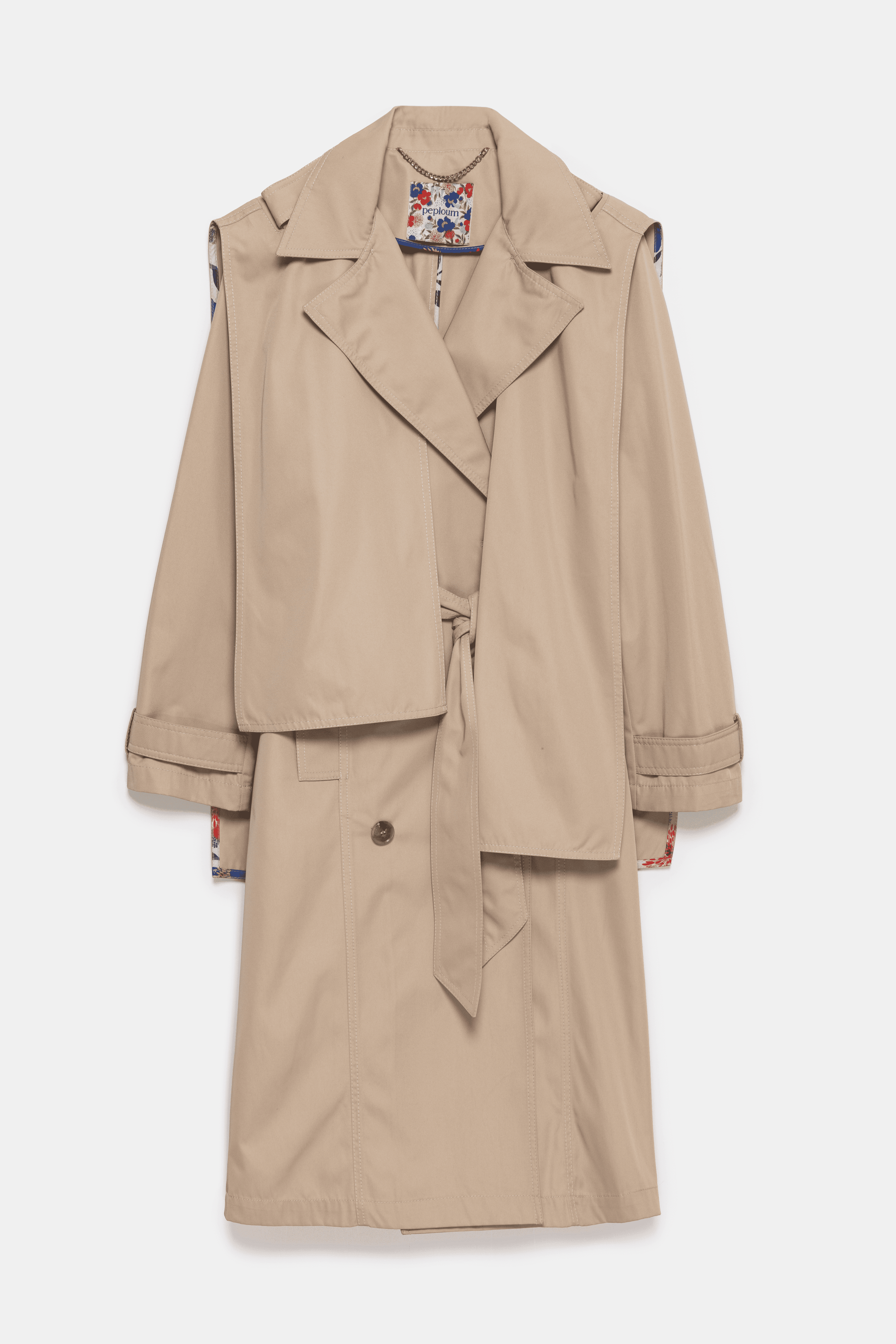 Beatrice Asymmetric Piece Trenchcoat - Light Beige