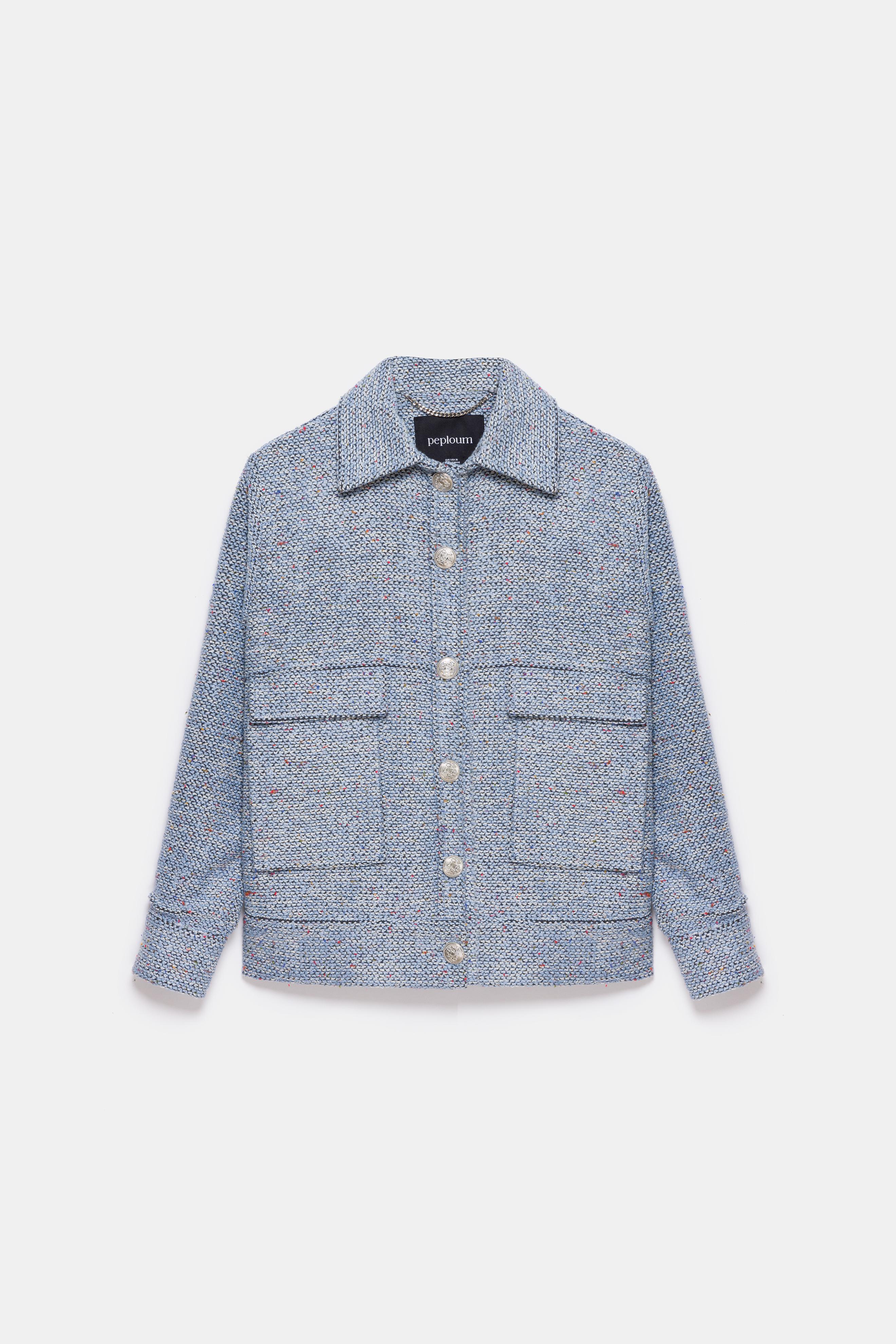 Carleen Textured Weaving Jacket - Ice Blue