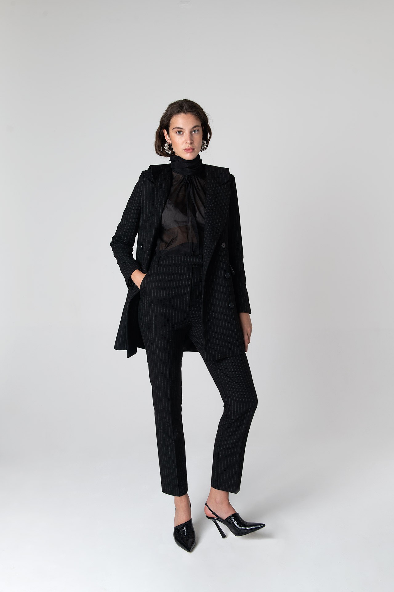 Marcy Lacy Pinstripe Jacket - Black