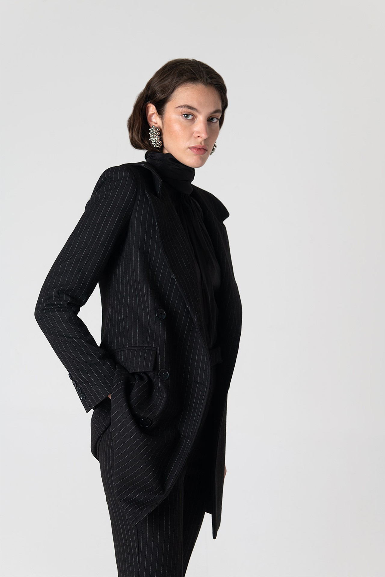 Marcy Lacy Pinstripe Jacket - Black