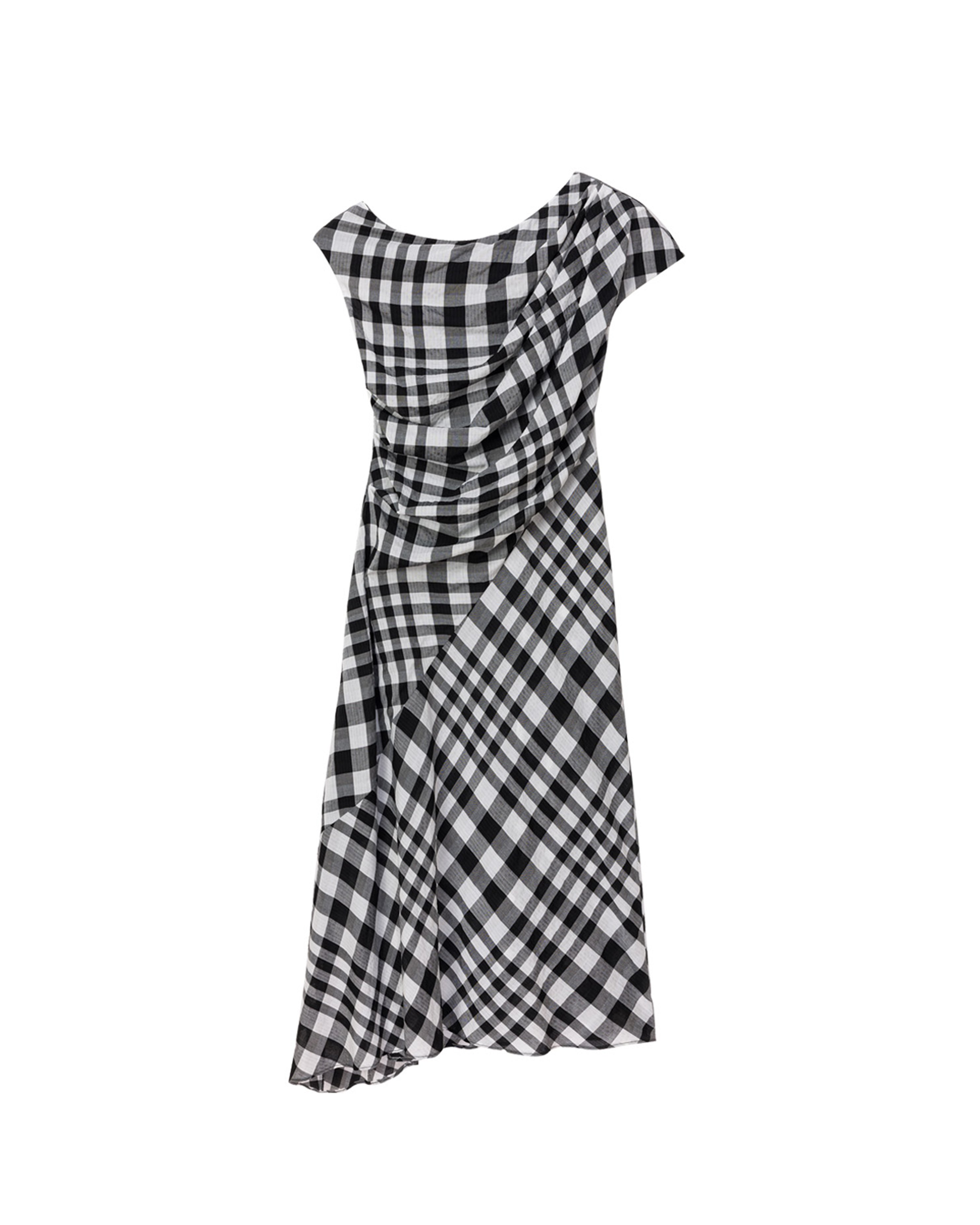 Ama Drapped Dress in  Checkered Pattern