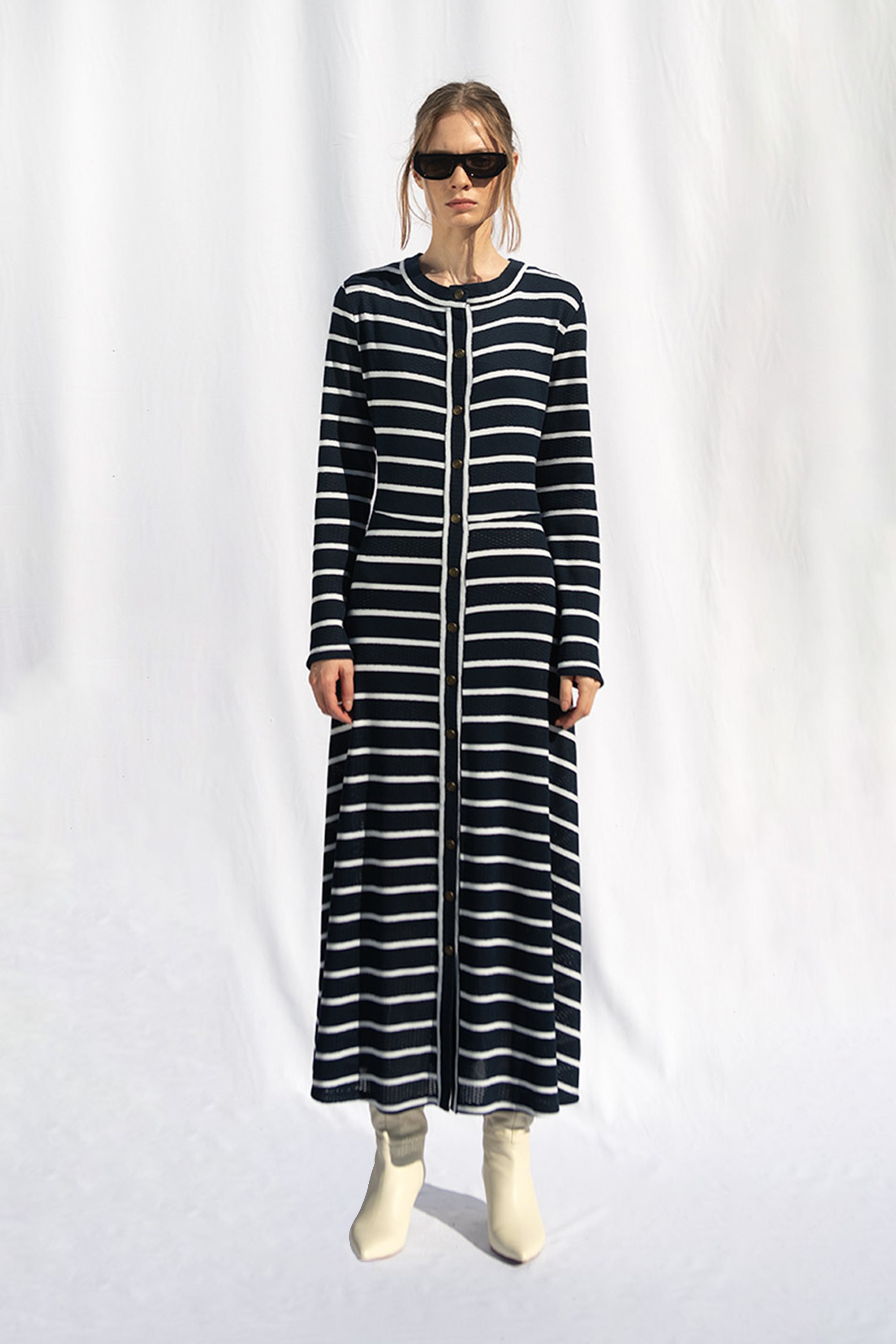 Marianne Stripe Maxi Dress - Lacivert