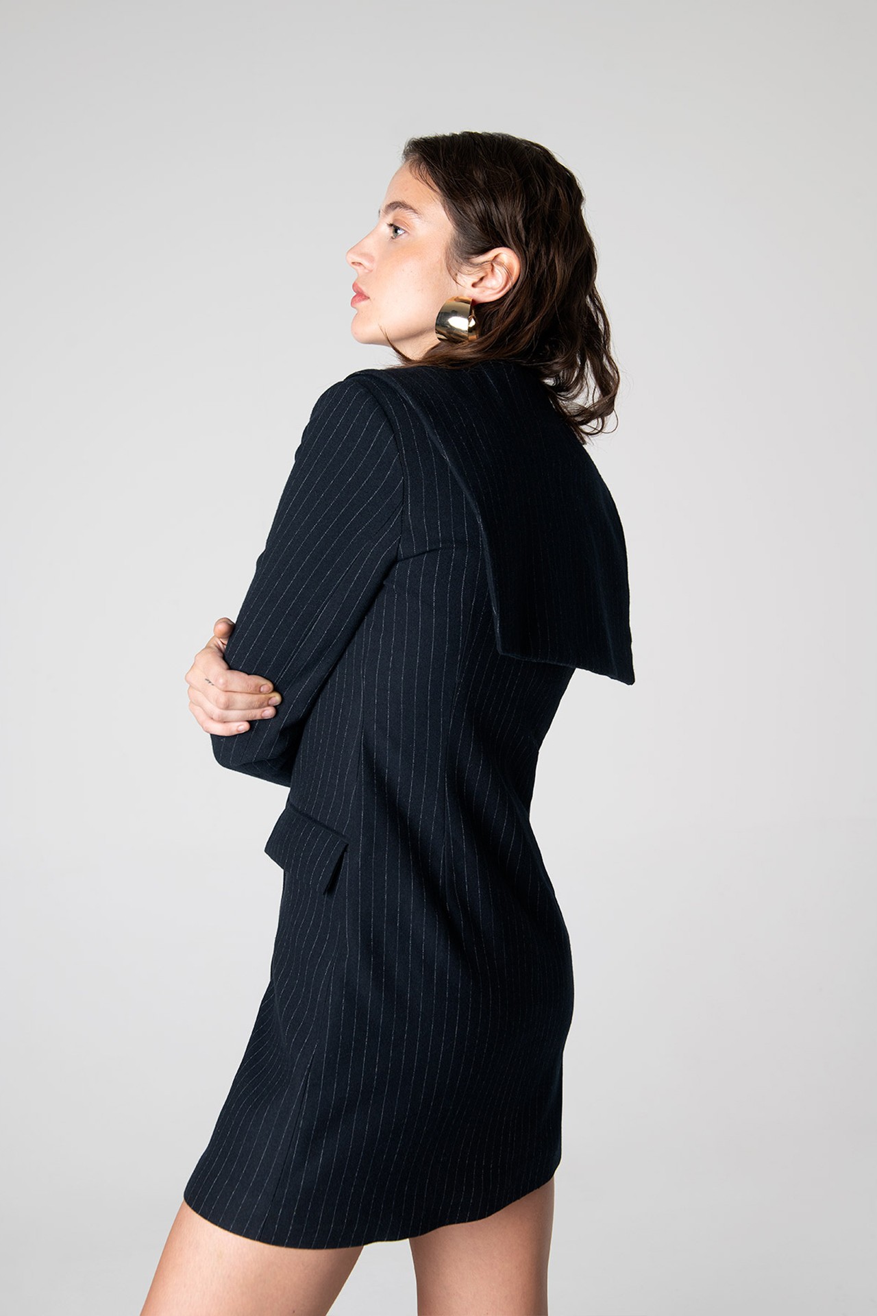 Marcy Lacy Pinstripe Jacket - Dark Navy Blue