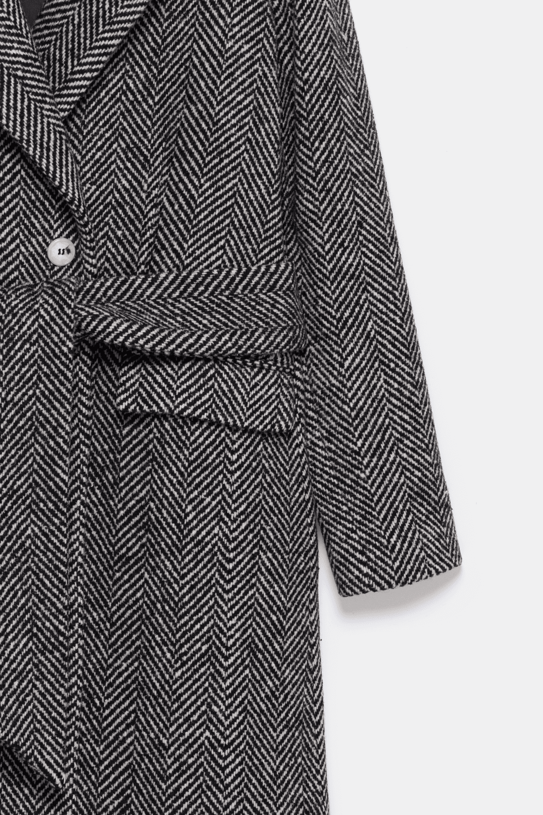 Adele Herringbone Coat - Siyah