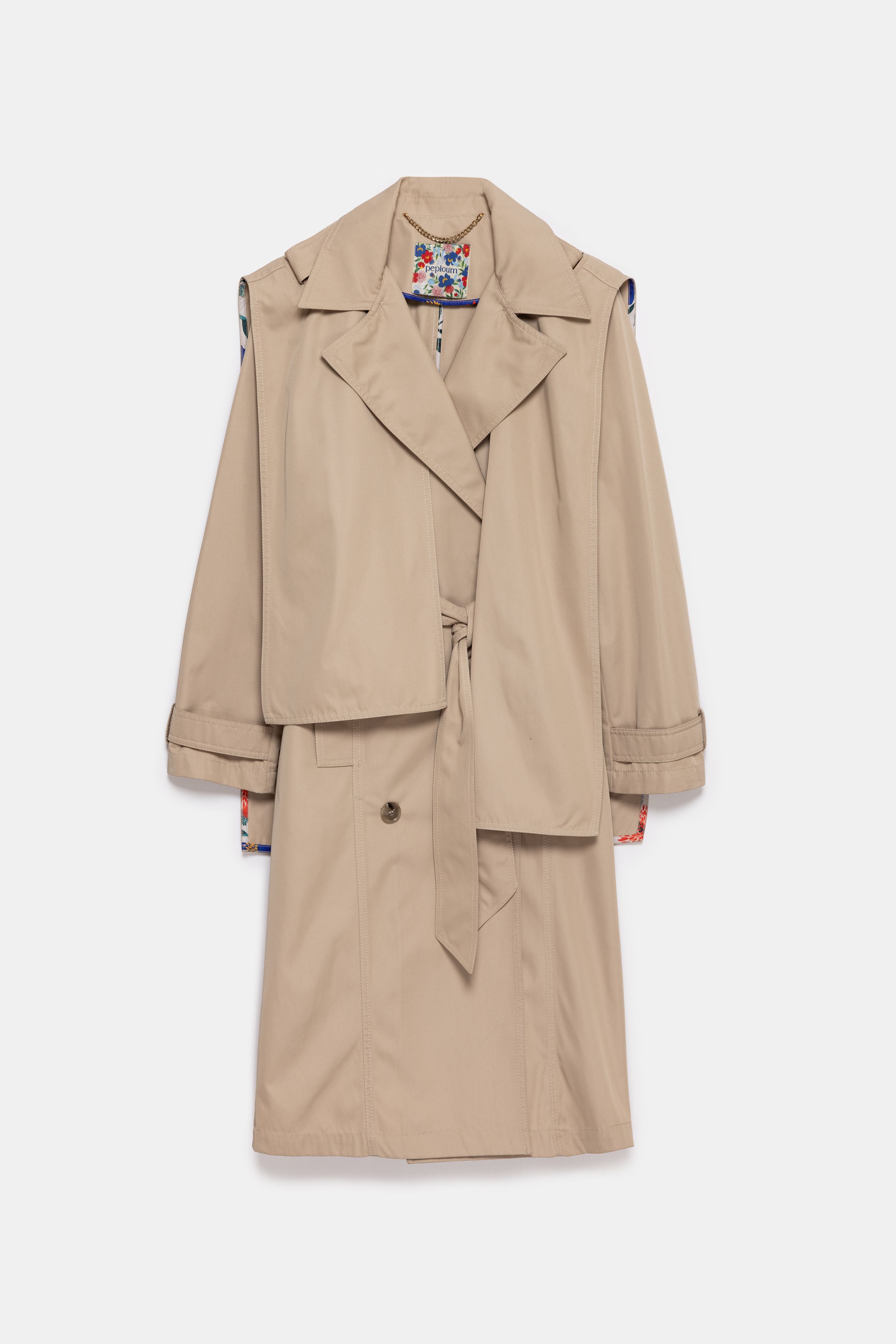 Beatrice Asymmetric Piece Trenchcoat - Light Beige