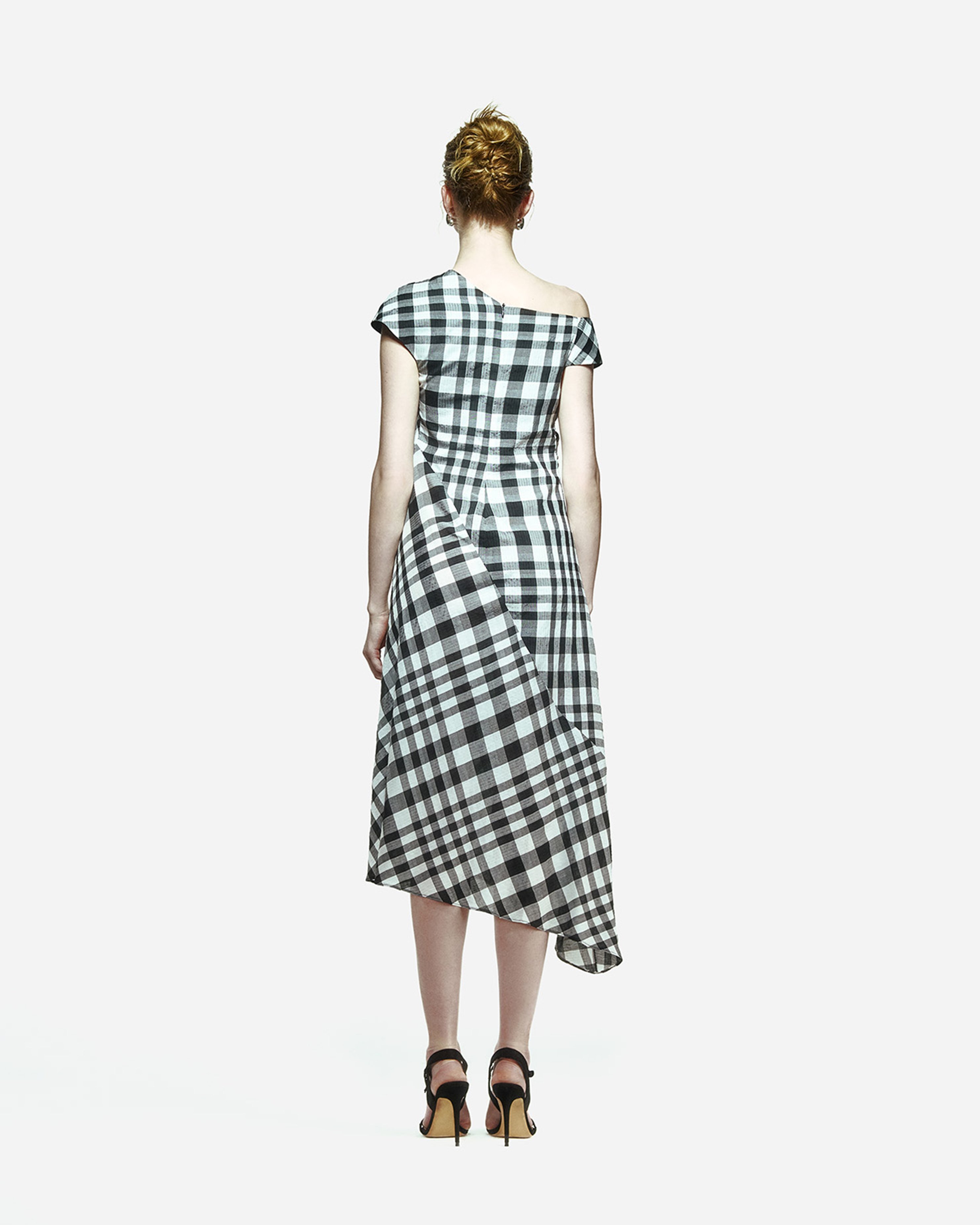 Ama Drapped Dress in  Checkered Pattern