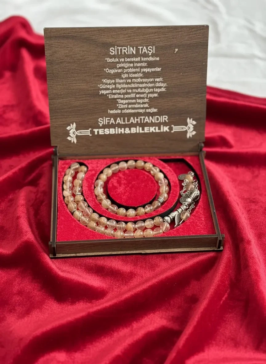 Ahşap Kutulu Sitrin Set