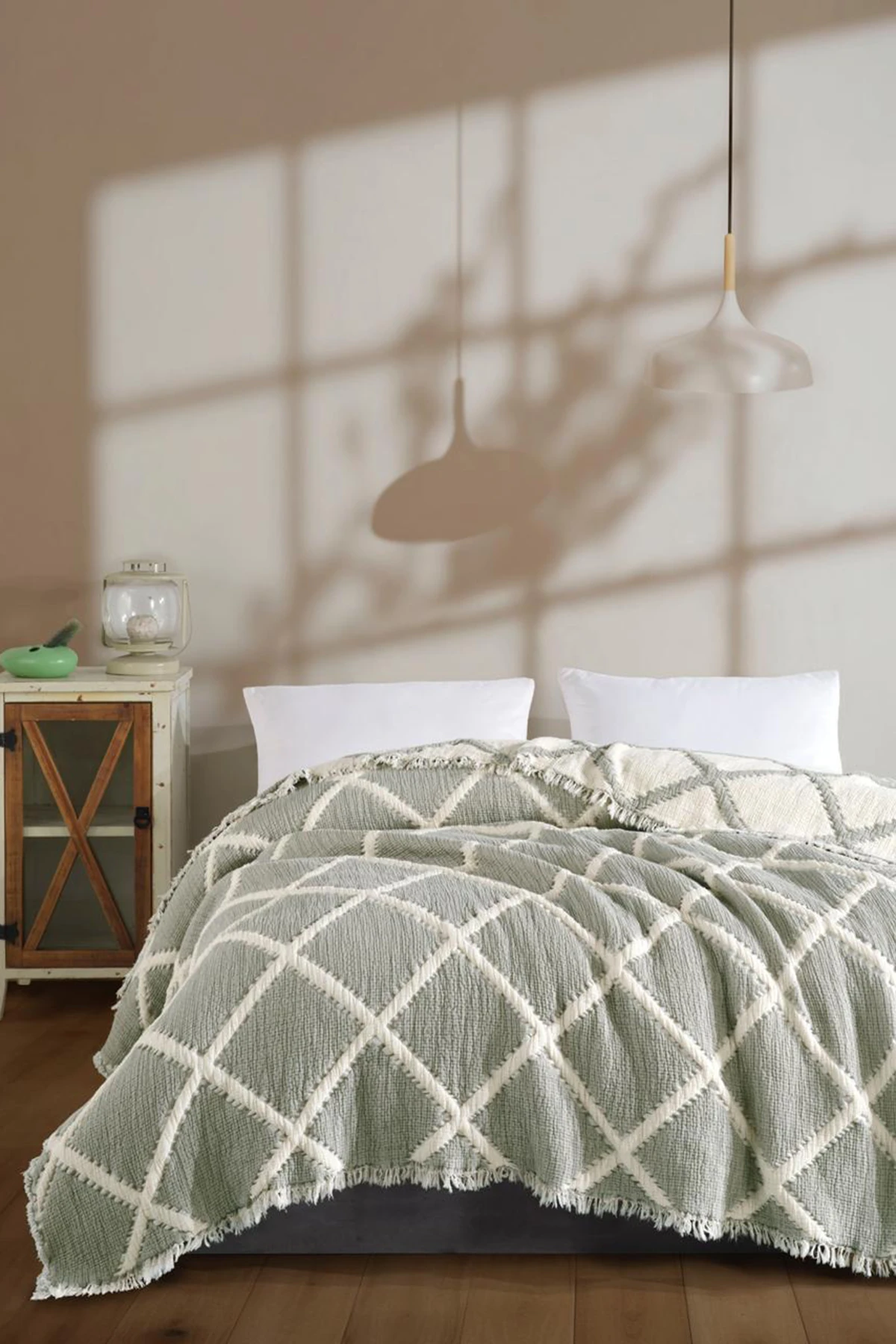 Dekomina Çift Kişilik Müslin 8 Kat Yatak Örtüsü 250x270 cm - Nil Yeşili