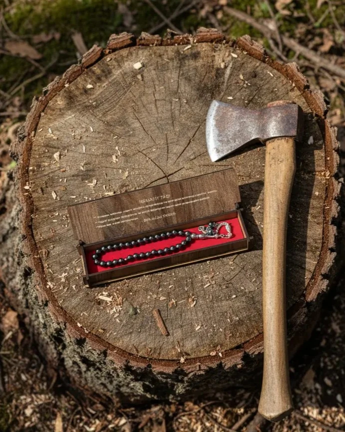 Dekomina Ahşap Kutulu Doğal Taş Tespih - Hematit Taşı