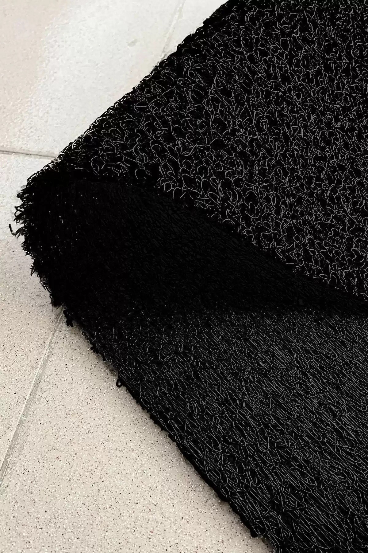 Siyah Kıvırcık Paspas Islak ve İç Dış Mekanlar Kaymaz Kaydırmaz Yolluk Kapı Önü Plastik Halı PVC Kaygan Zeminler İçin