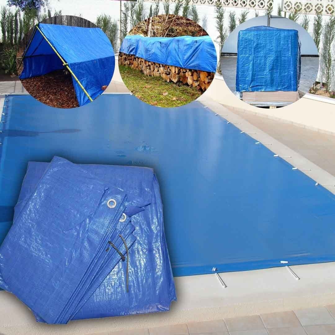 Mavi 10x10 Metre Kuşgözlü Branda Çadır Tente Kapsüllü Pullu Kar Su Toz Geçirmez Örtülük Korumalık En: 10 Metre - Boy: 10 Metre