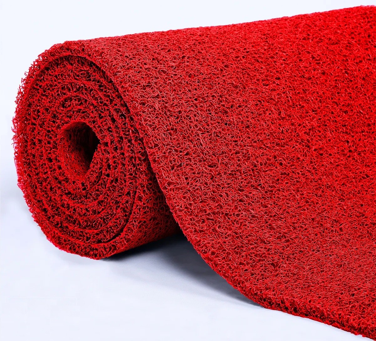 Kırmızı Kıvırcık Paspas Islak ve İç Dış Mekanlar Kaymaz Kaydırmaz Yolluk Kapı Önü Plastik Halı PVC Kaygan Zeminler İçin
