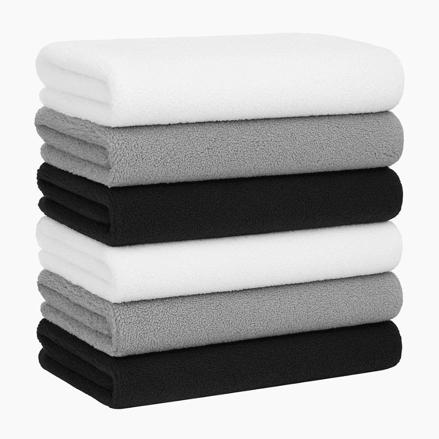 El Yüz Havlusu 6'lı Set %100 Pamuk 30x50 cm Yumuşak Düz Renk Misafir Mutfak Spor Havlusu - siyah beyaz gri